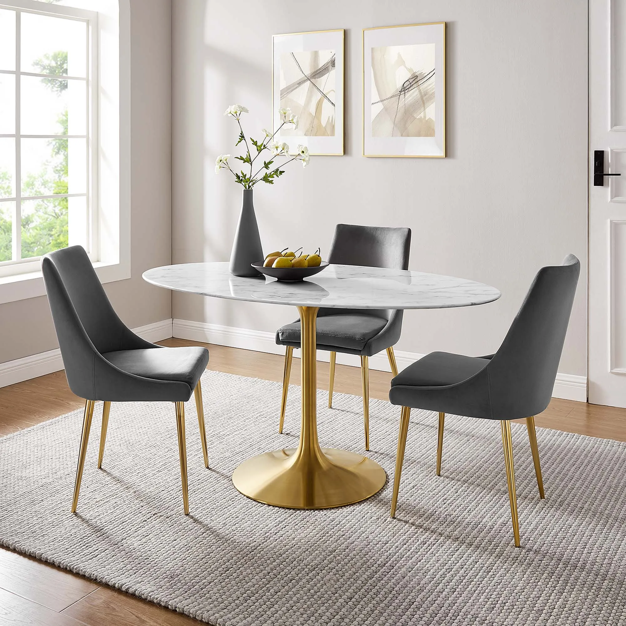 Lippa Oval Artificial Marble Dining Table by Modway