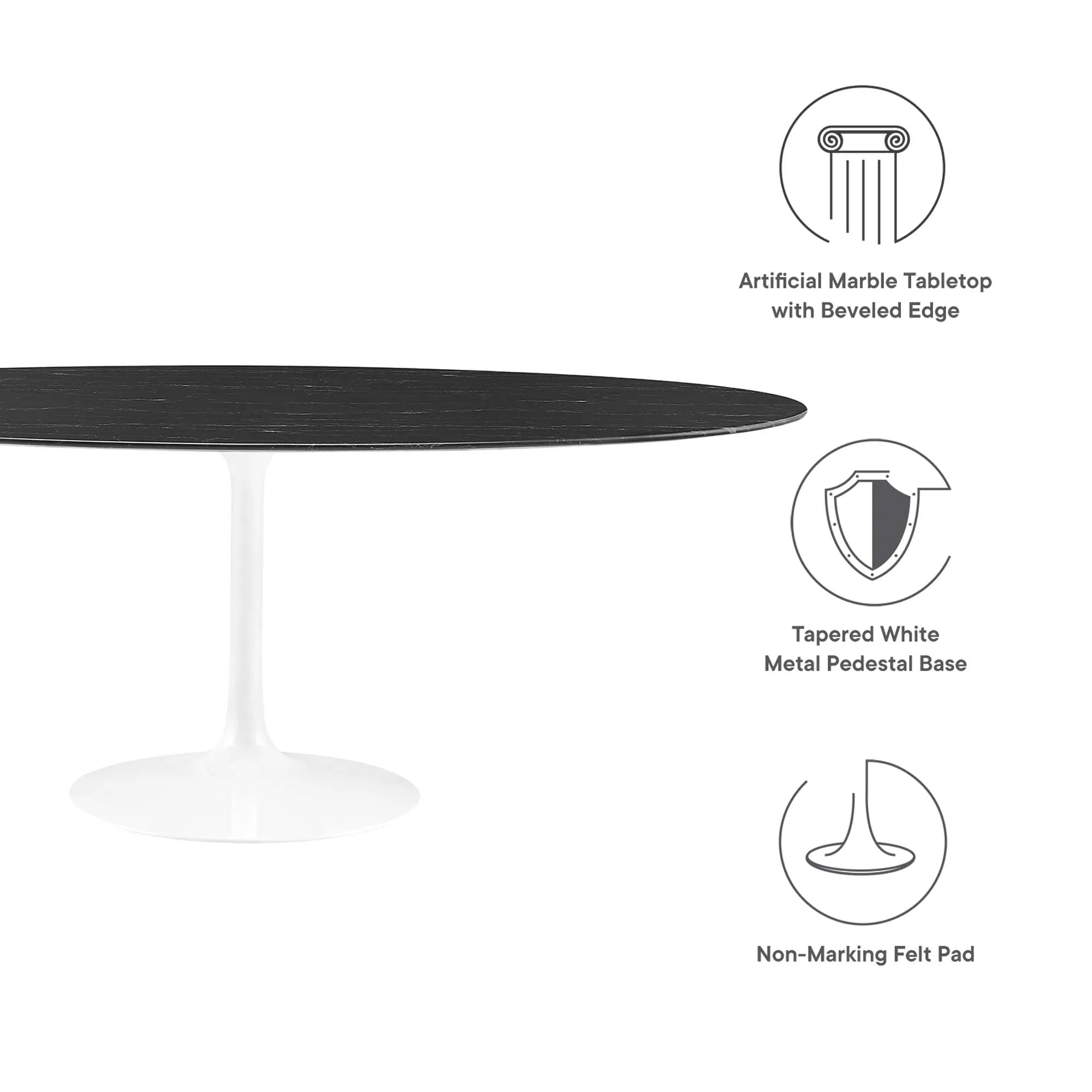 Lippa Oval Artificial Marble Dining Table by Modway