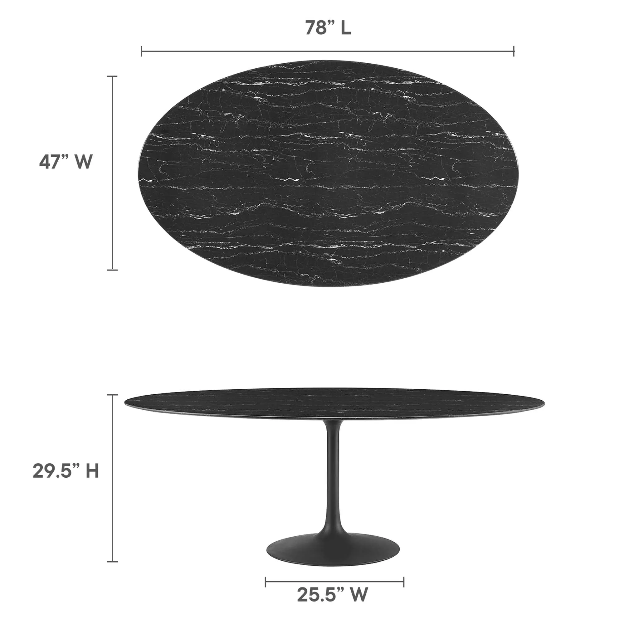 Lippa Oval Artificial Marble Dining Table by Modway
