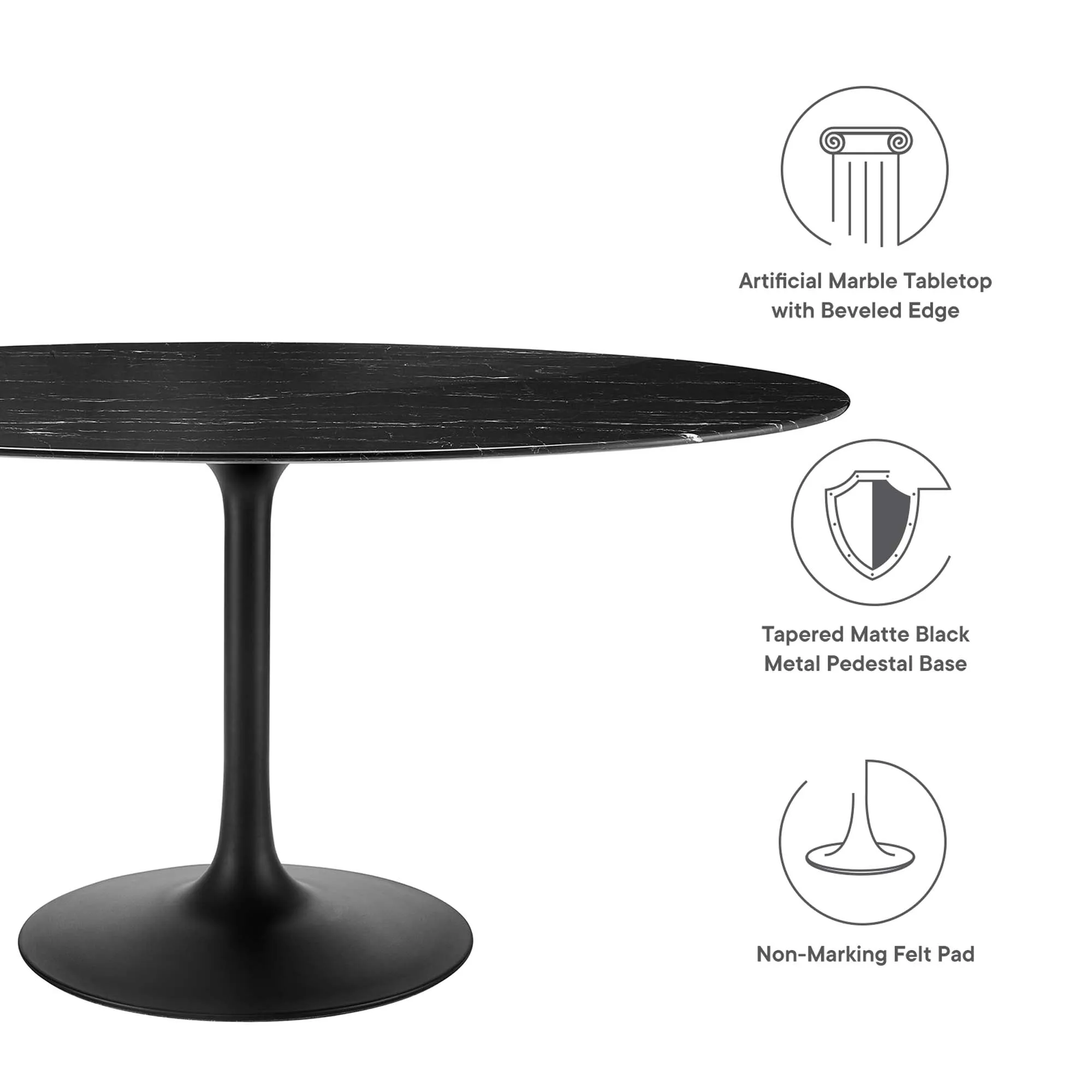 Lippa Oval Artificial Marble Dining Table by Modway