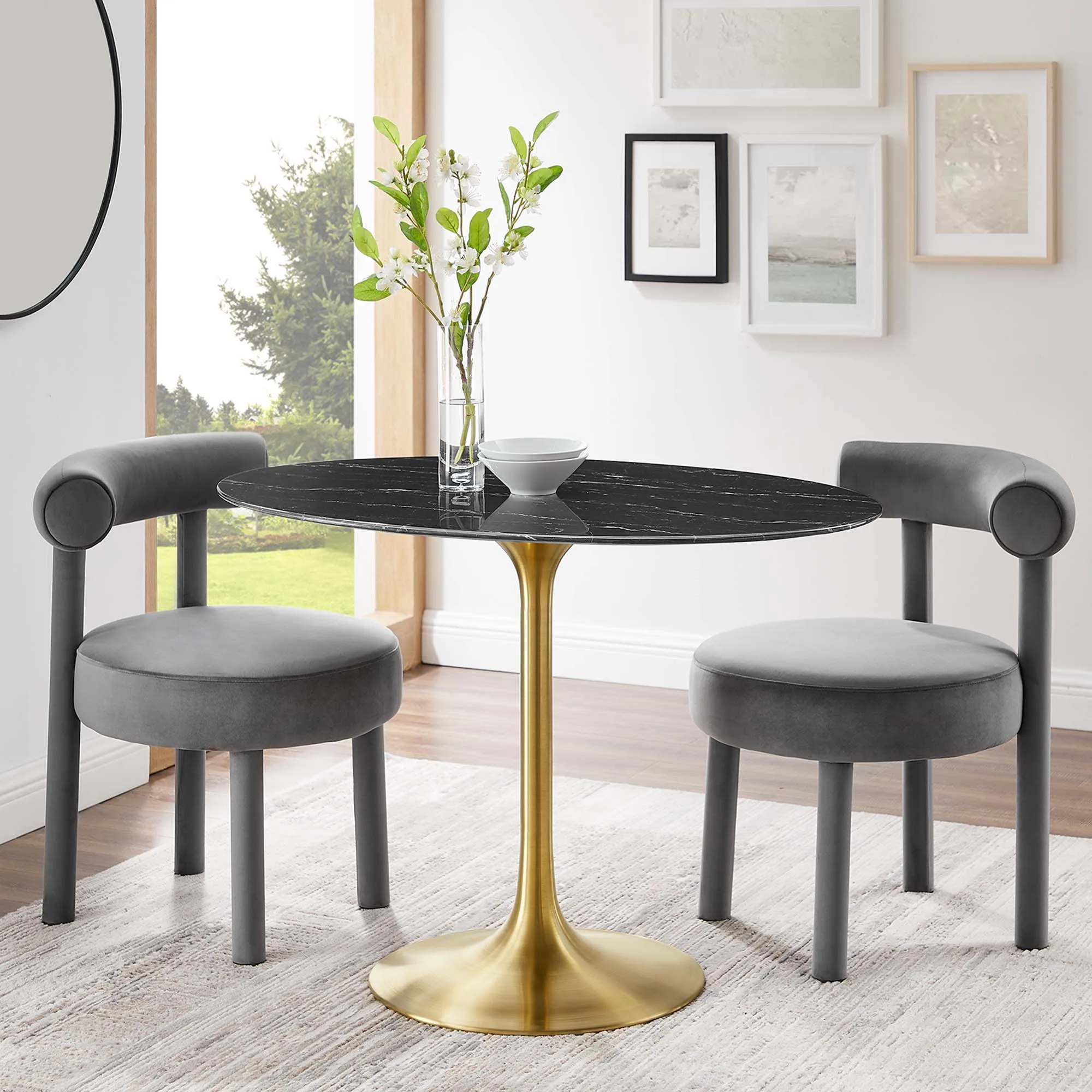 Lippa Oval Artificial Marble Dining Table by Modway