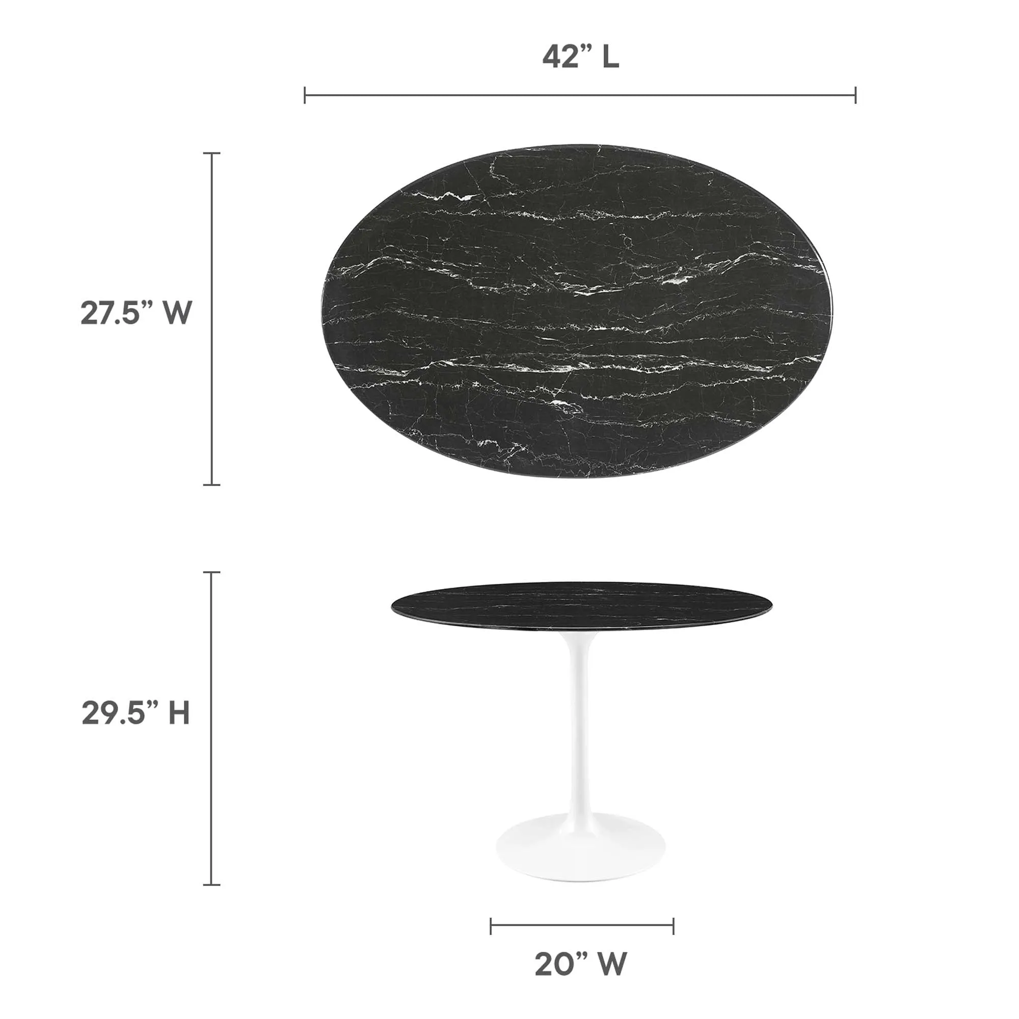 Lippa Oval Artificial Marble Dining Table by Modway