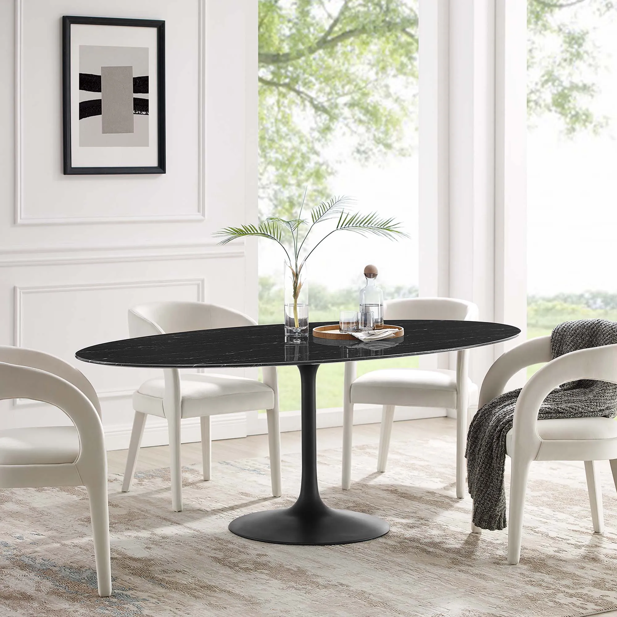 Lippa Oval Artificial Marble Dining Table by Modway