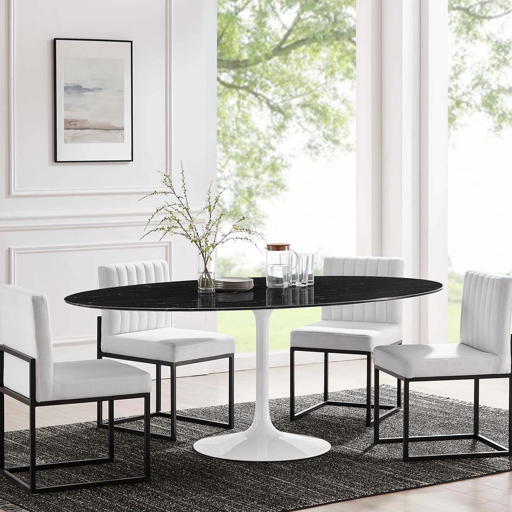 Lippa Oval Artificial Marble Dining Table by Modway