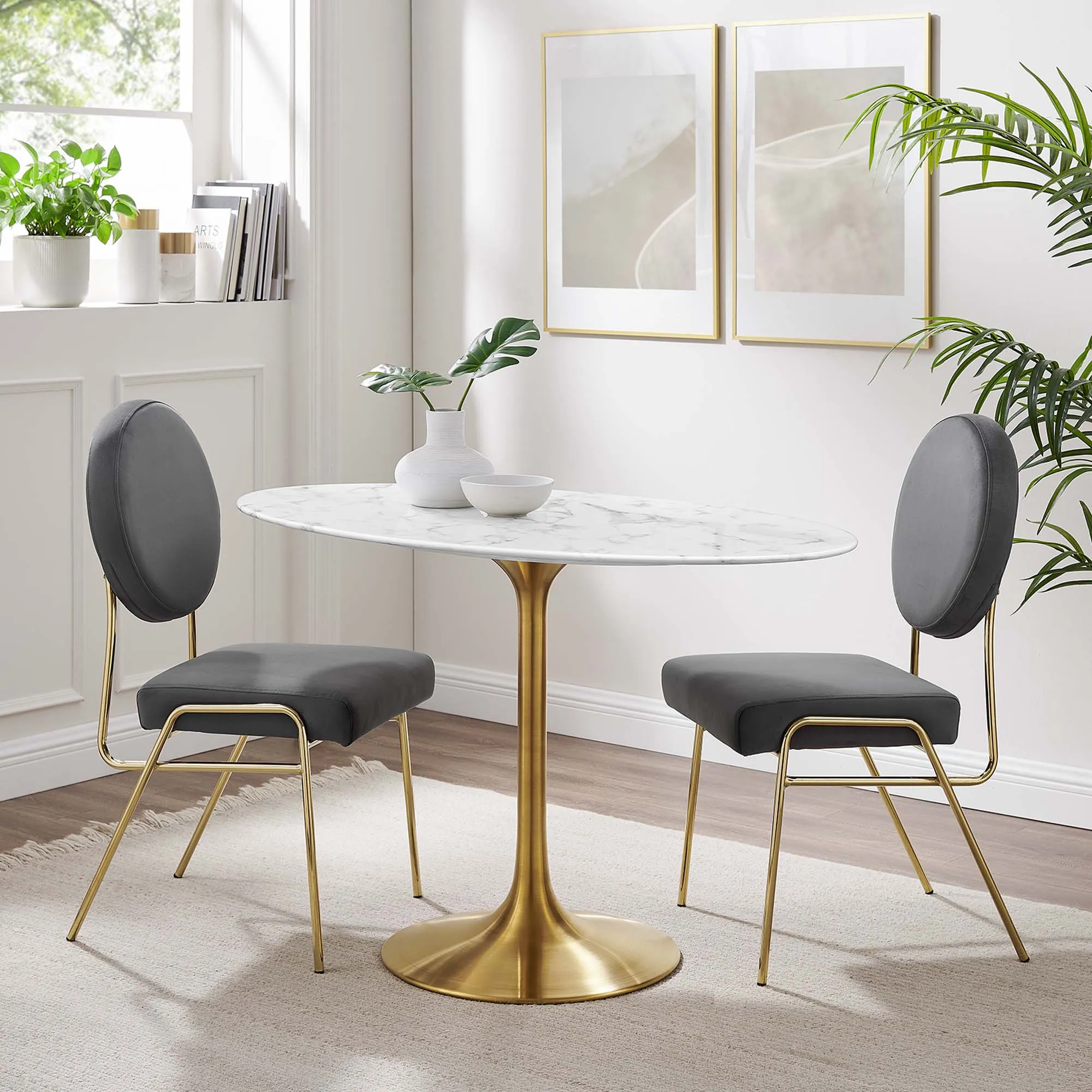 Lippa Oval Artificial Marble Dining Table by Modway