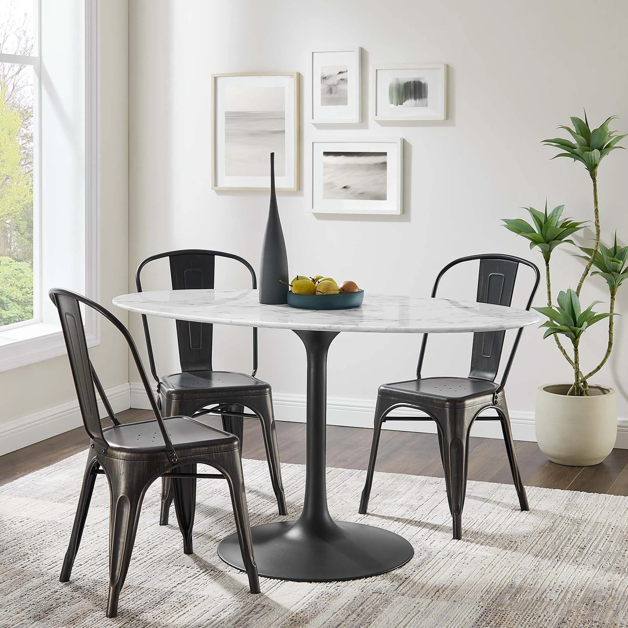 Lippa Oval Artificial Marble Dining Table by Modway