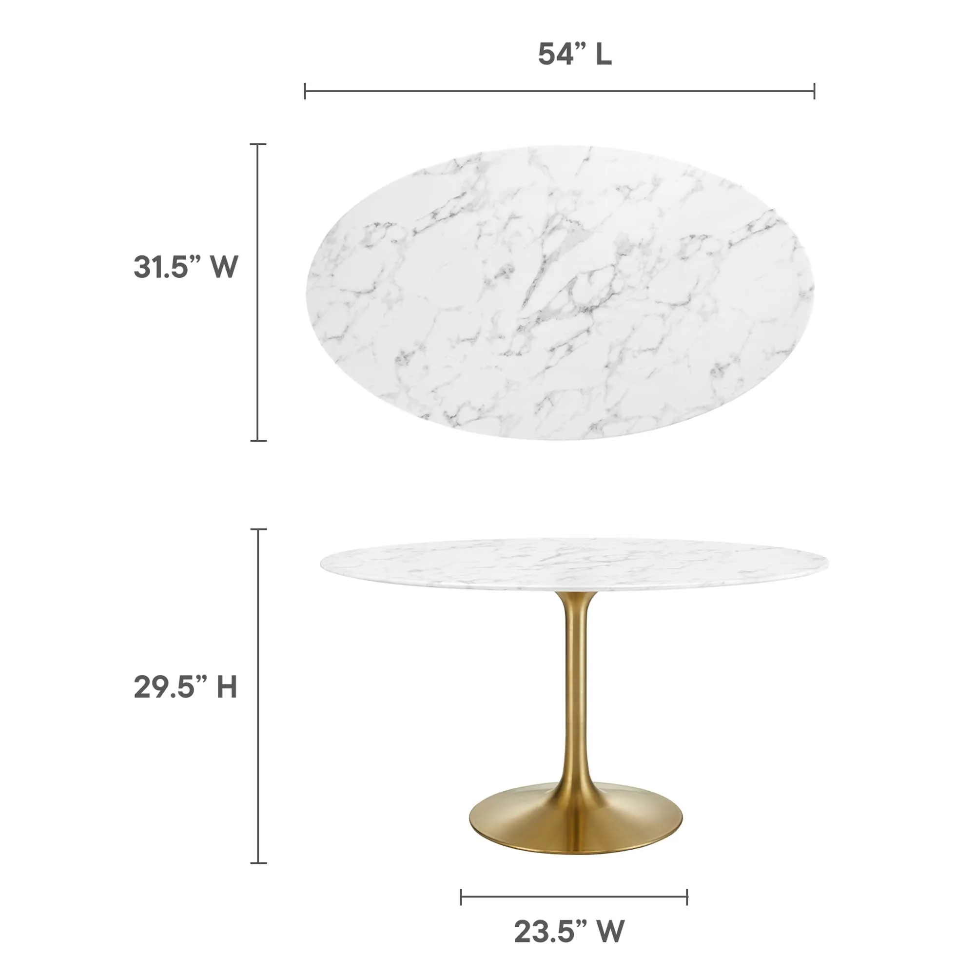 Lippa Oval Artificial Marble Dining Table by Modway