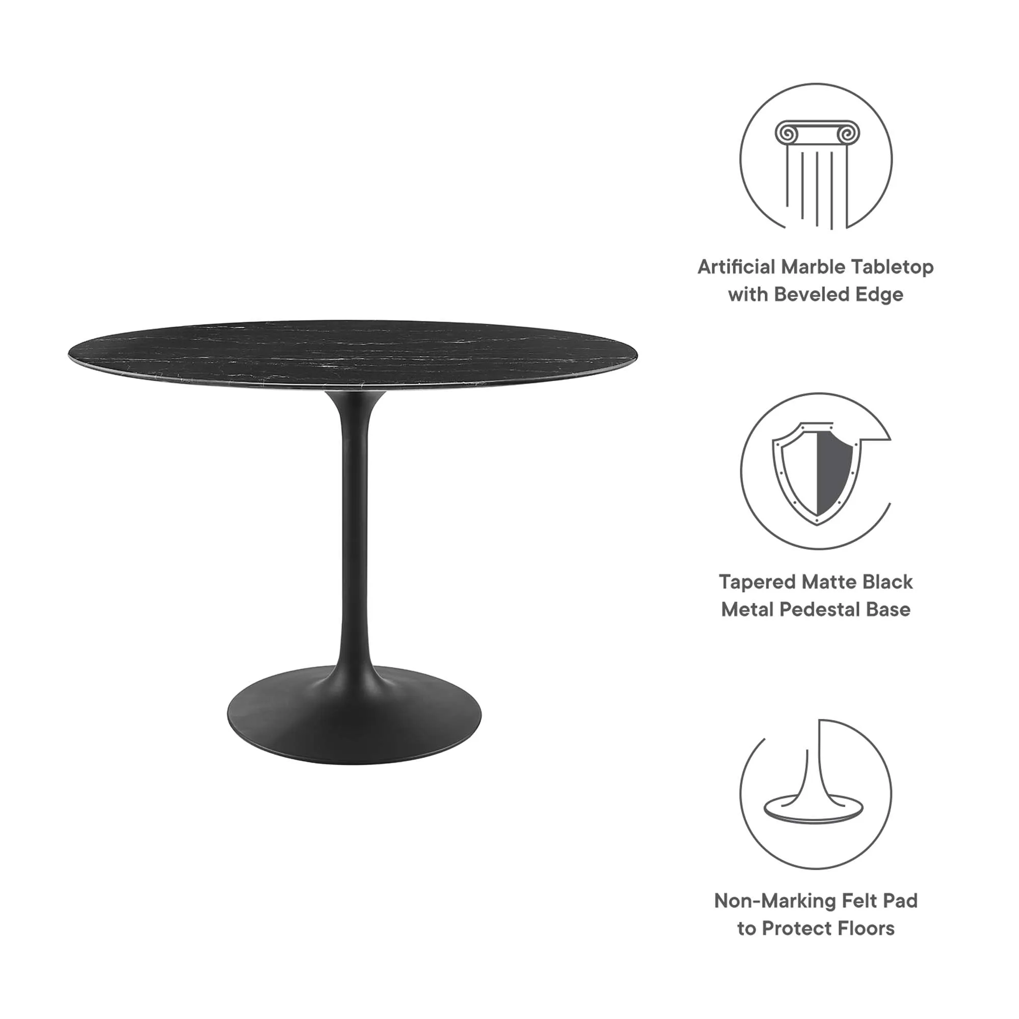 Lippa Oval Artificial Marble Dining Table by Modway