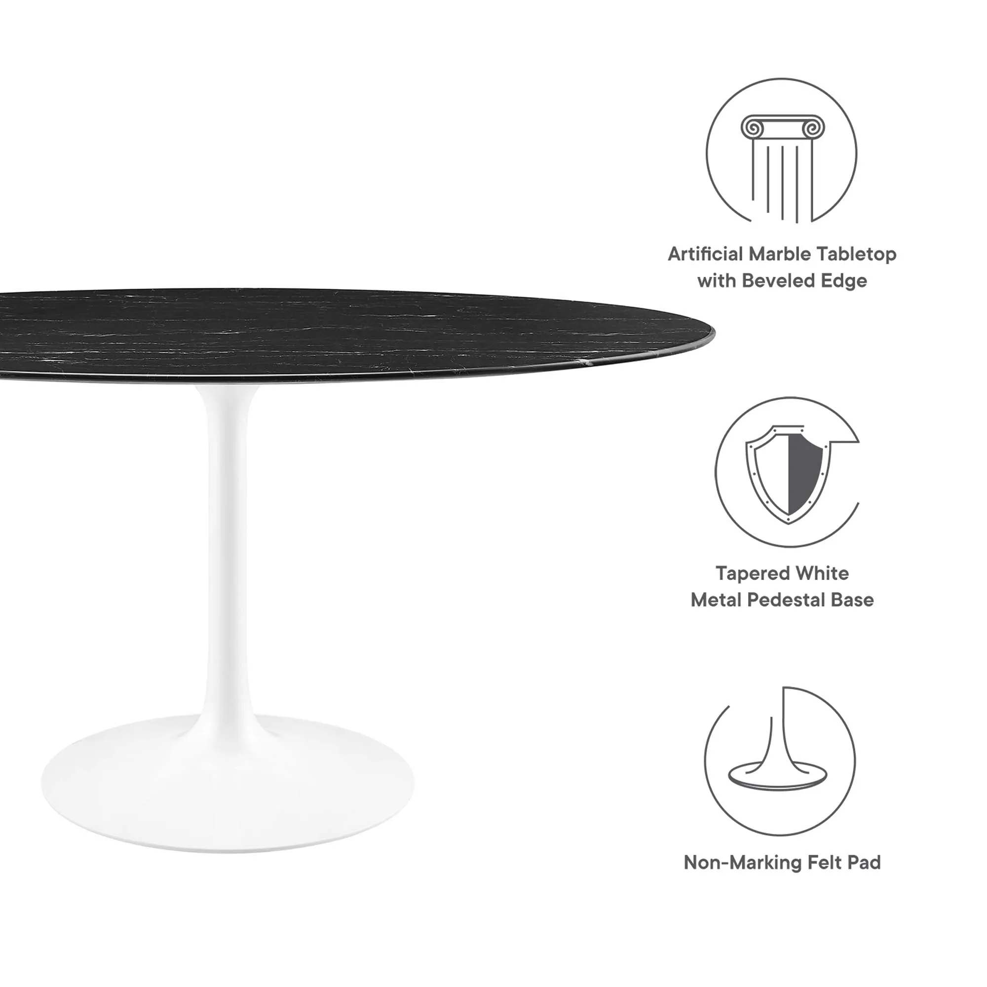Lippa Oval Artificial Marble Dining Table by Modway