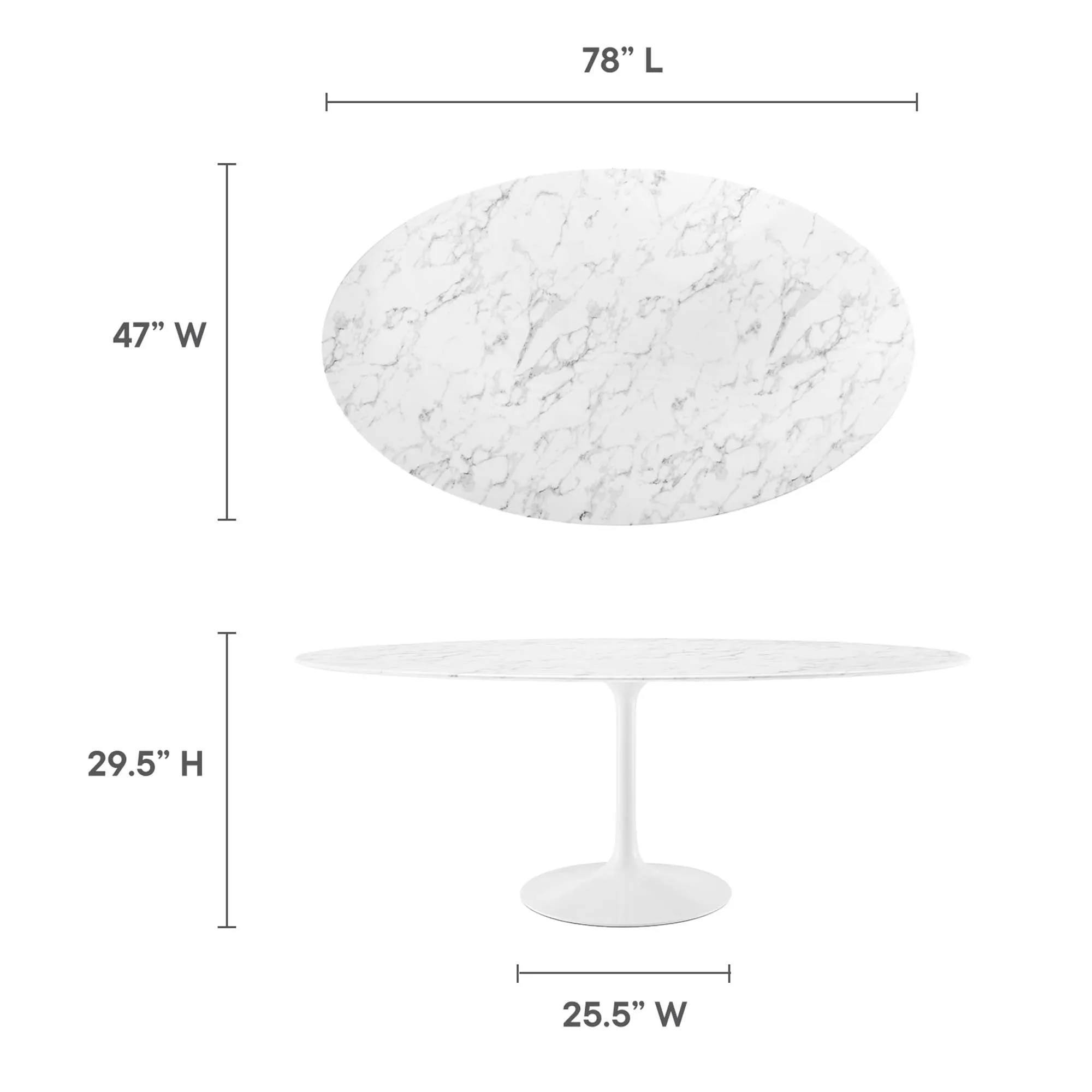 Lippa Oval Artificial Marble Dining Table by Modway