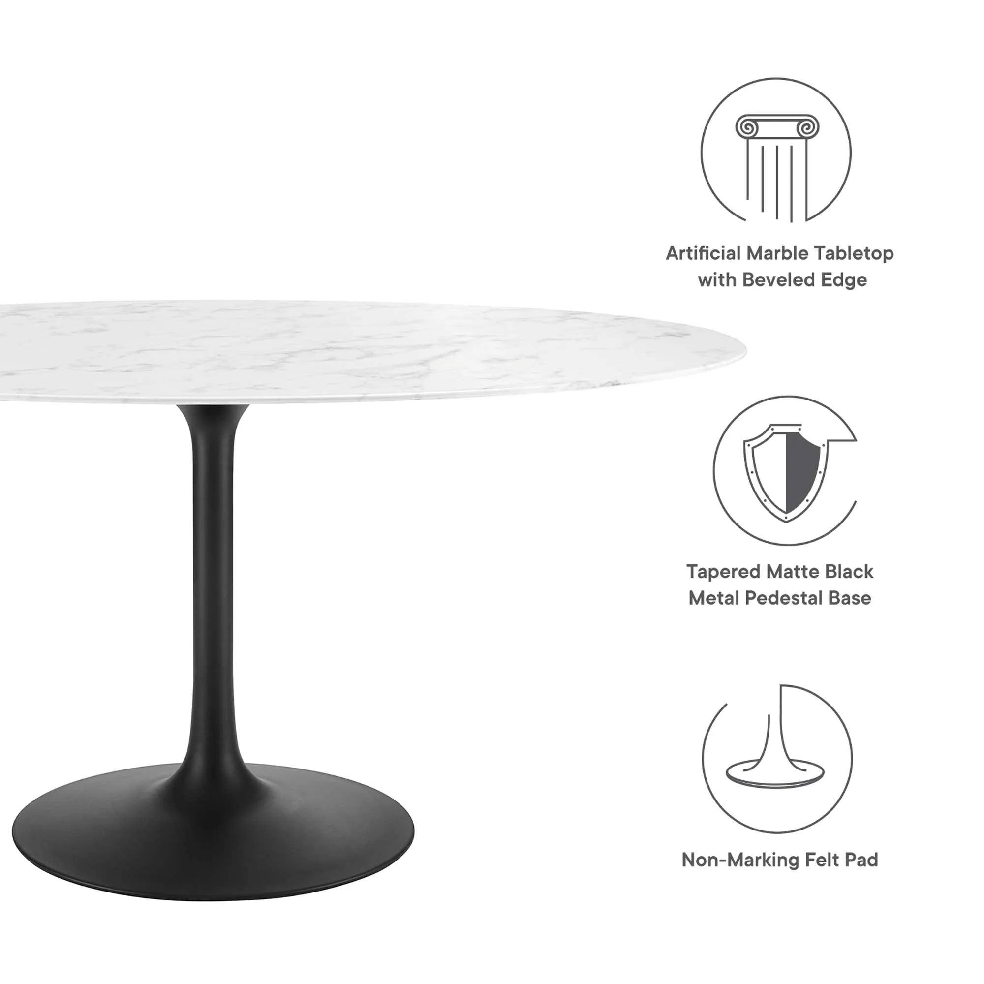 Lippa Oval Artificial Marble Dining Table by Modway