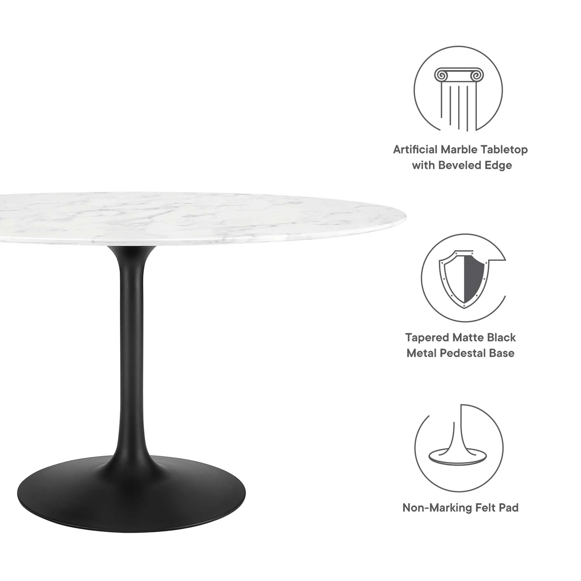 Lippa Oval Artificial Marble Dining Table by Modway