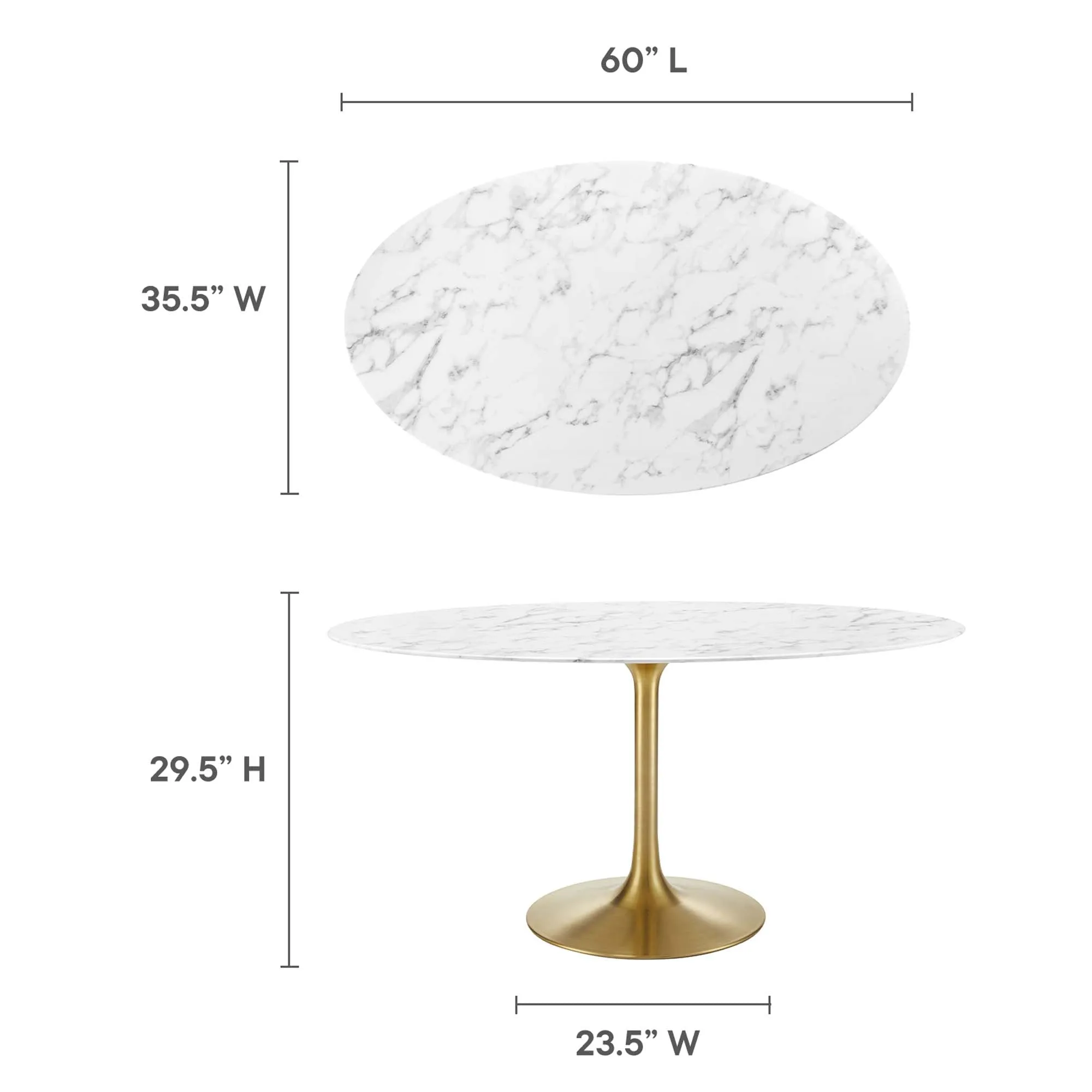 Lippa Oval Artificial Marble Dining Table by Modway