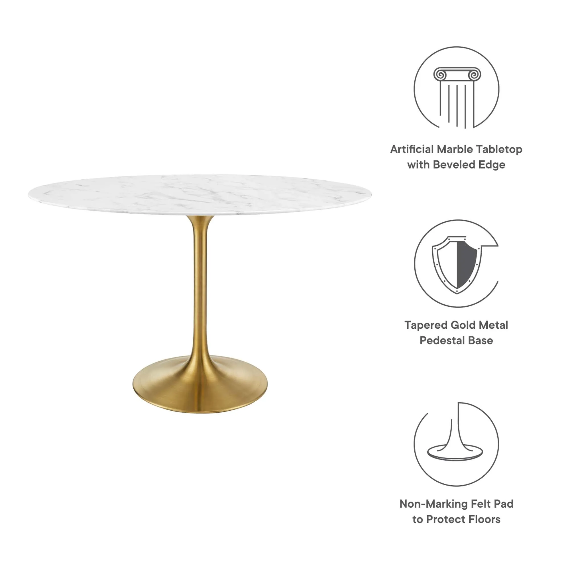 Lippa Oval Artificial Marble Dining Table by Modway