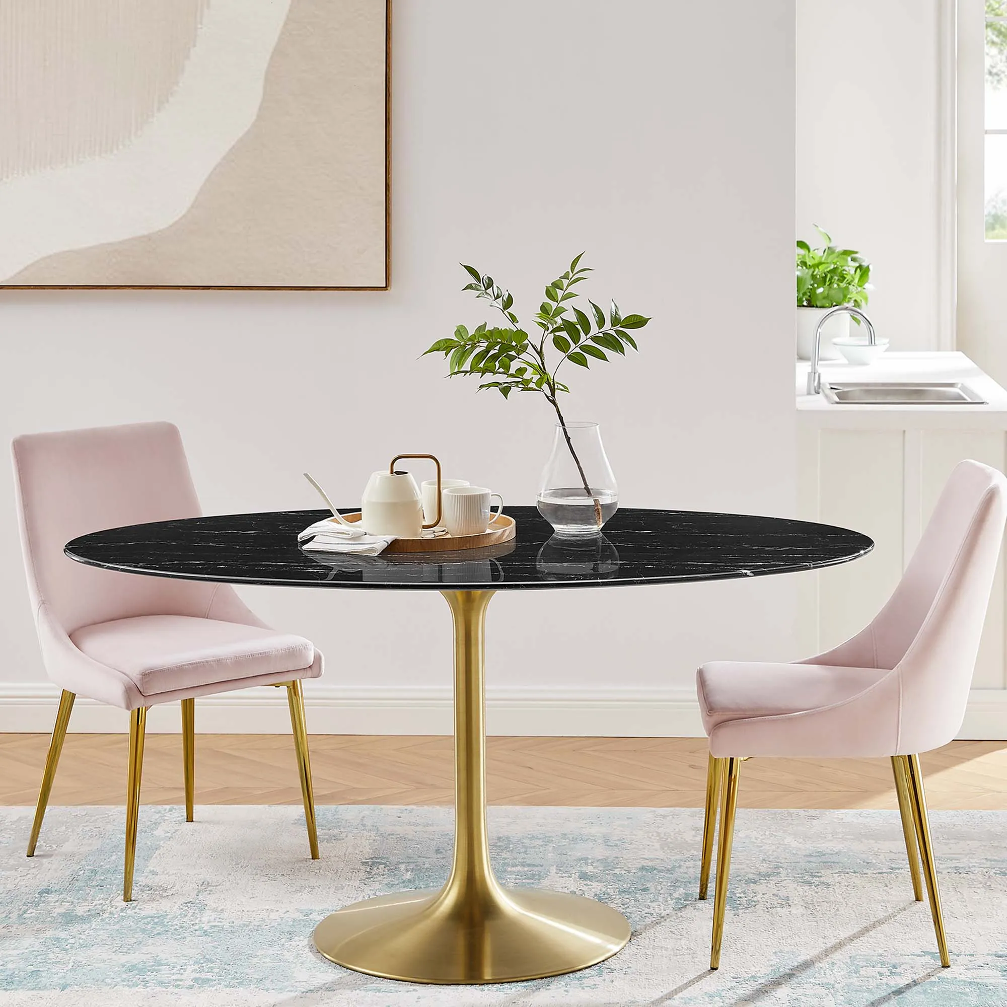 Lippa Oval Artificial Marble Dining Table by Modway
