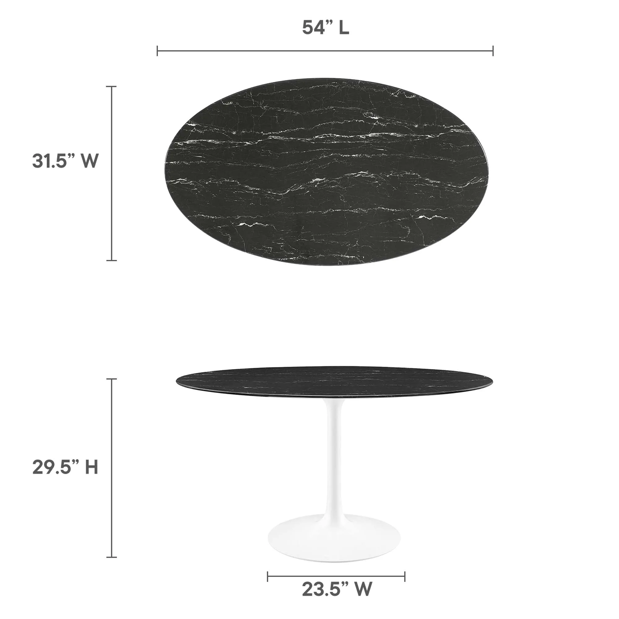 Lippa Oval Artificial Marble Dining Table by Modway