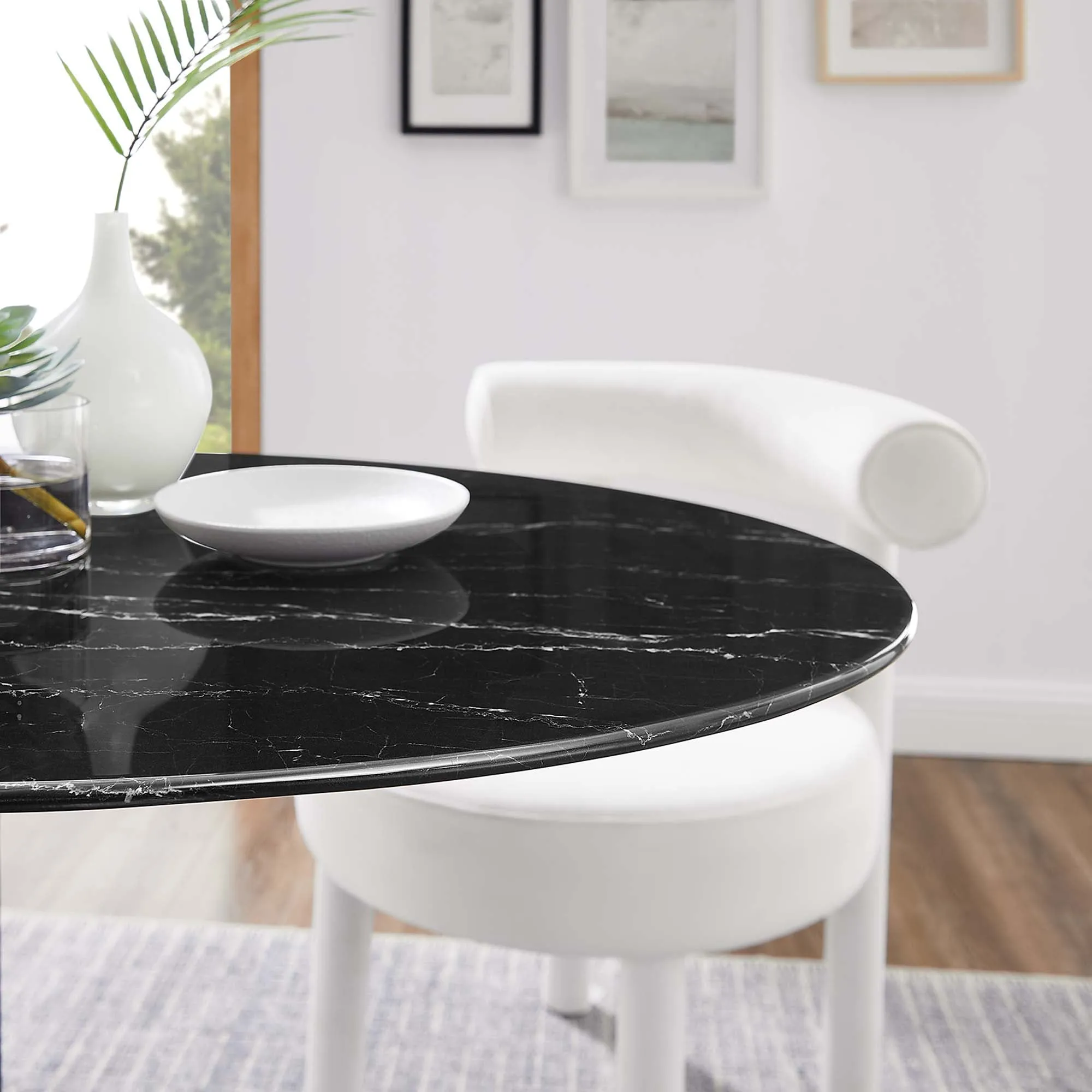 Lippa Oval Artificial Marble Dining Table by Modway