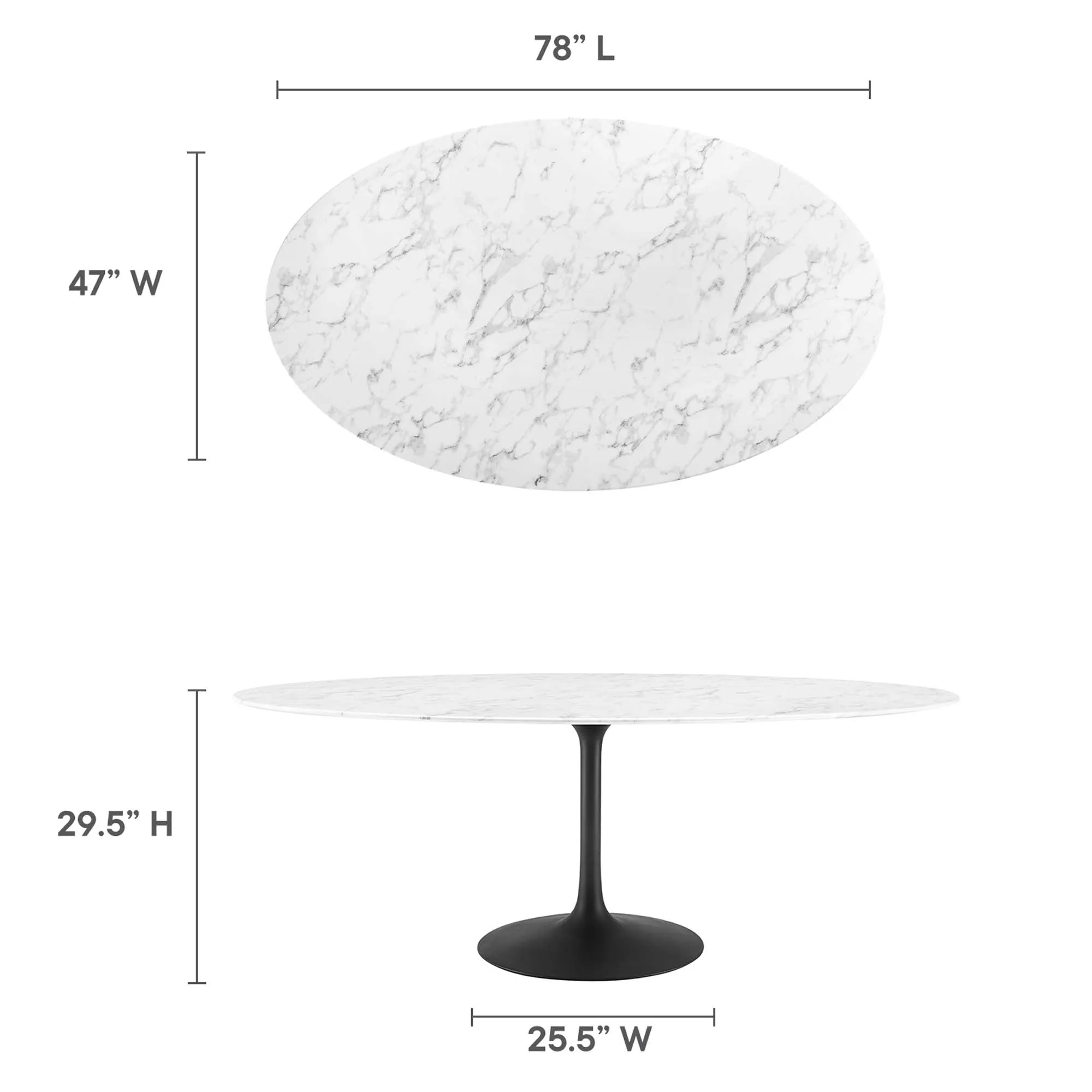 Lippa Oval Artificial Marble Dining Table by Modway