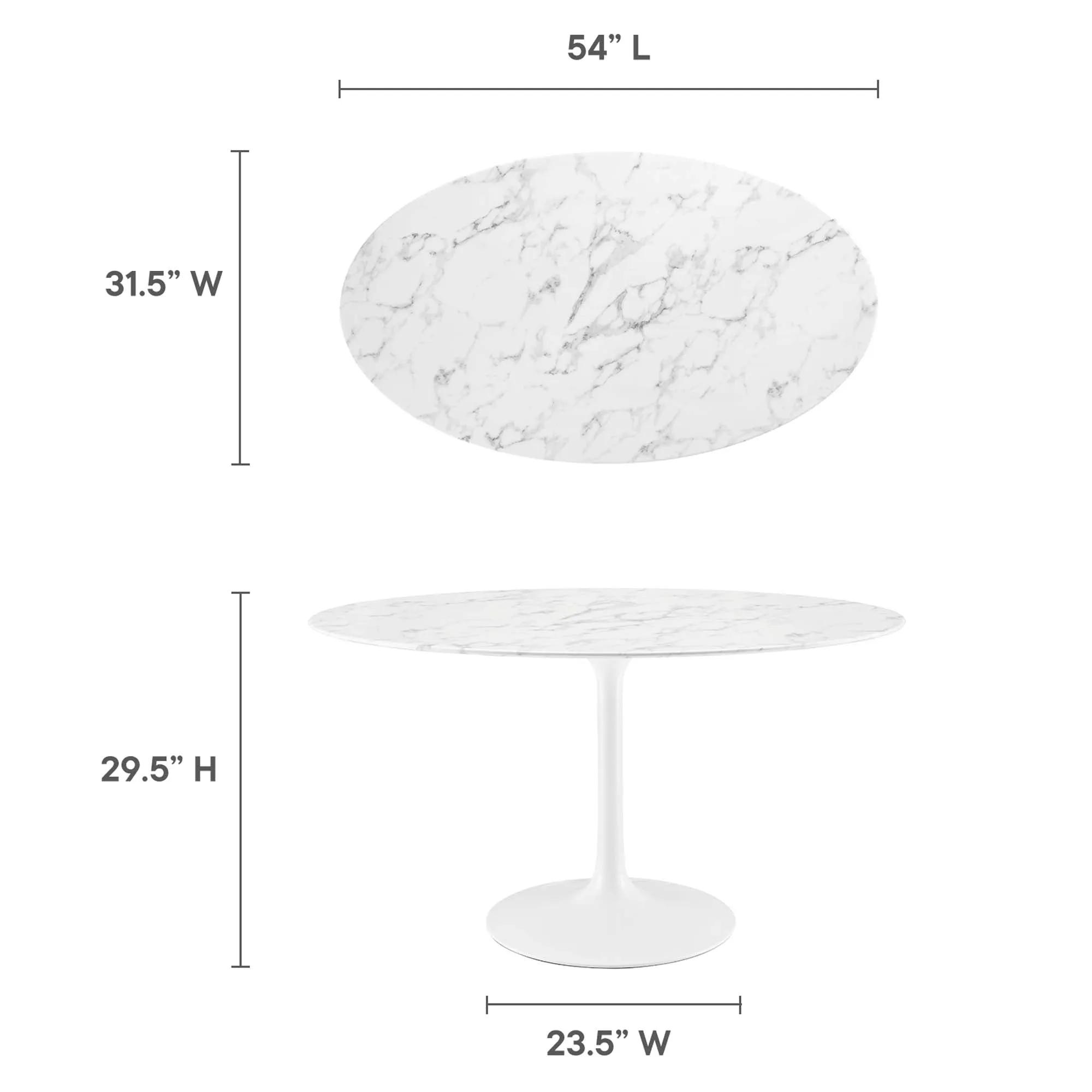 Lippa Oval Artificial Marble Dining Table by Modway
