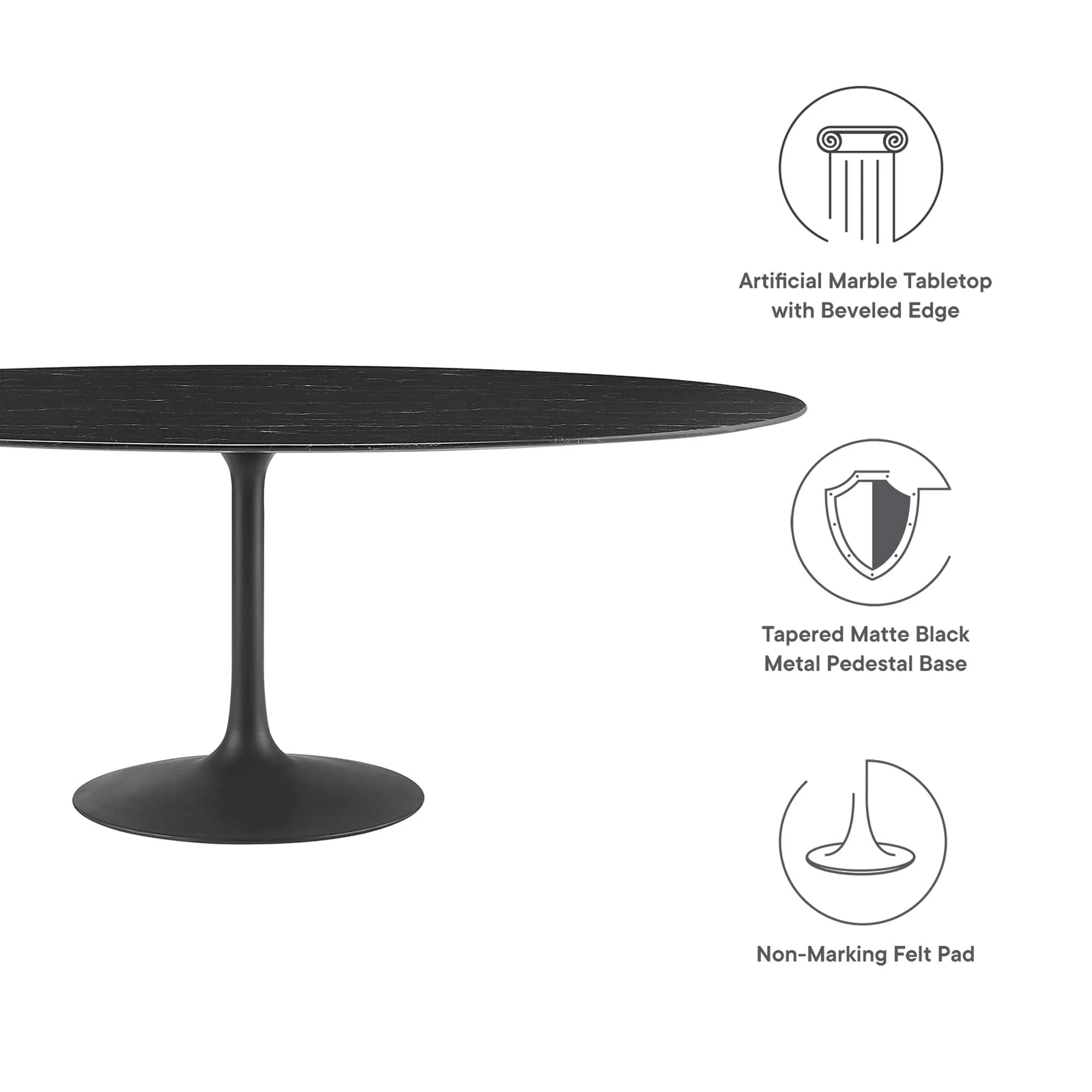 Lippa Oval Artificial Marble Dining Table by Modway