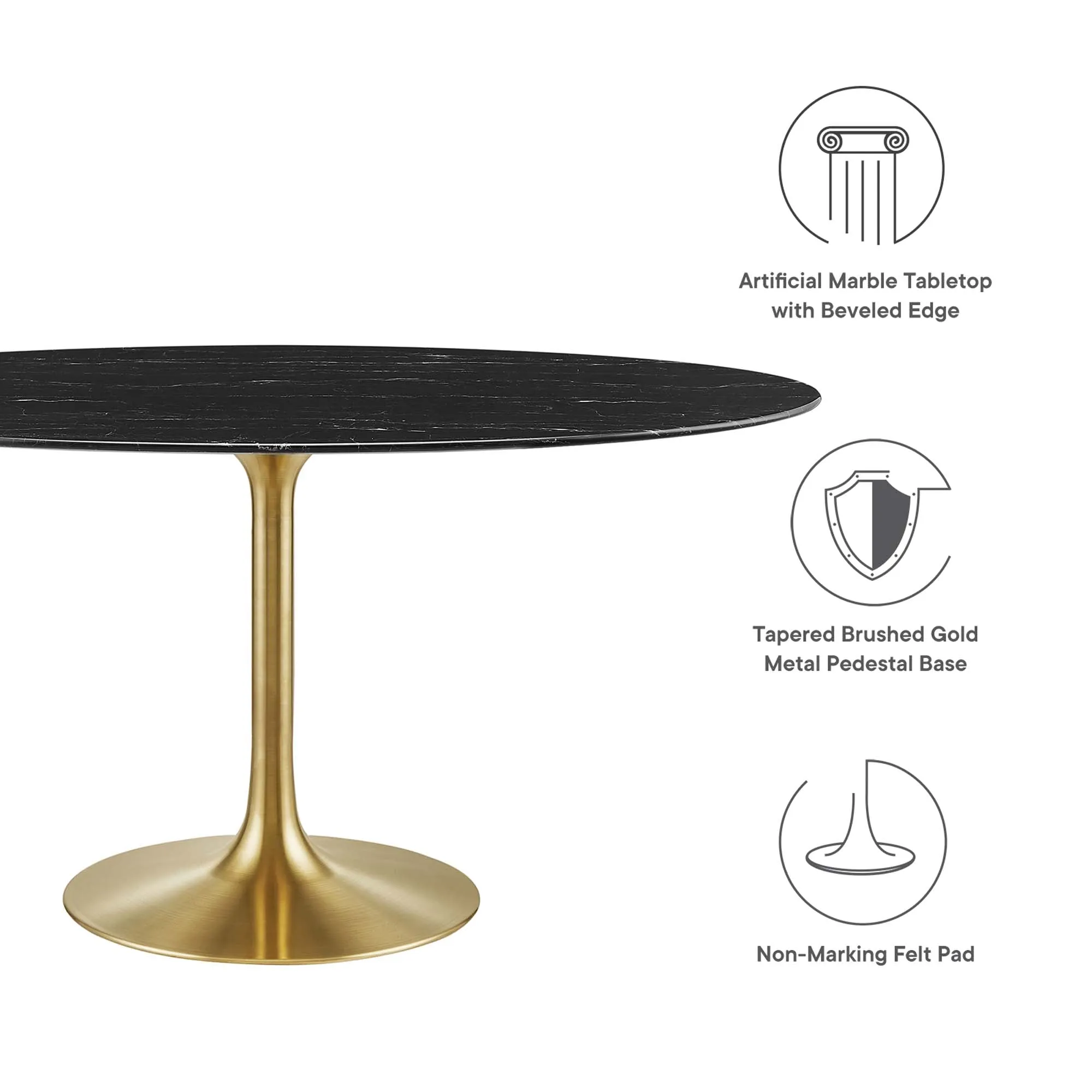 Lippa Oval Artificial Marble Dining Table by Modway