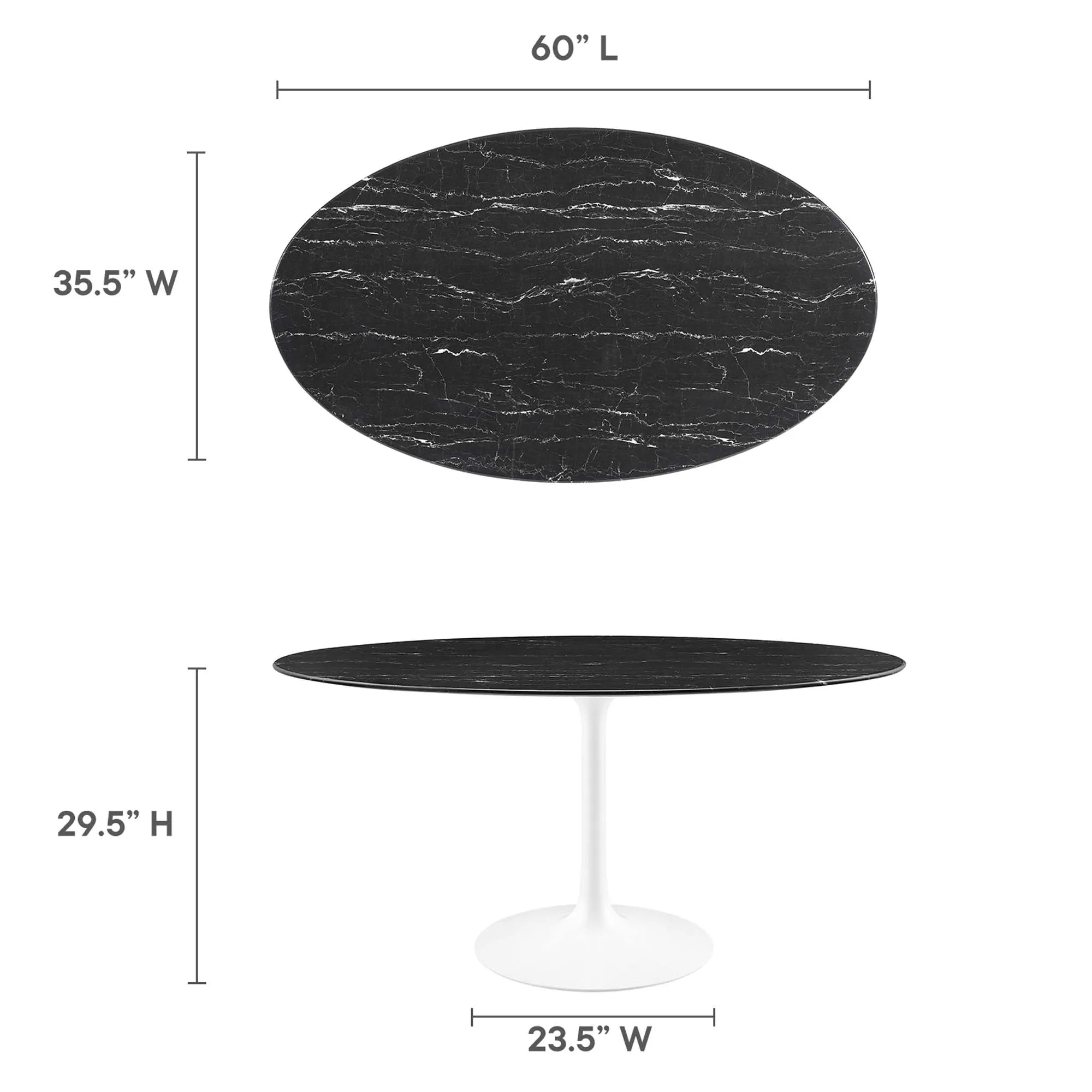 Lippa Oval Artificial Marble Dining Table by Modway