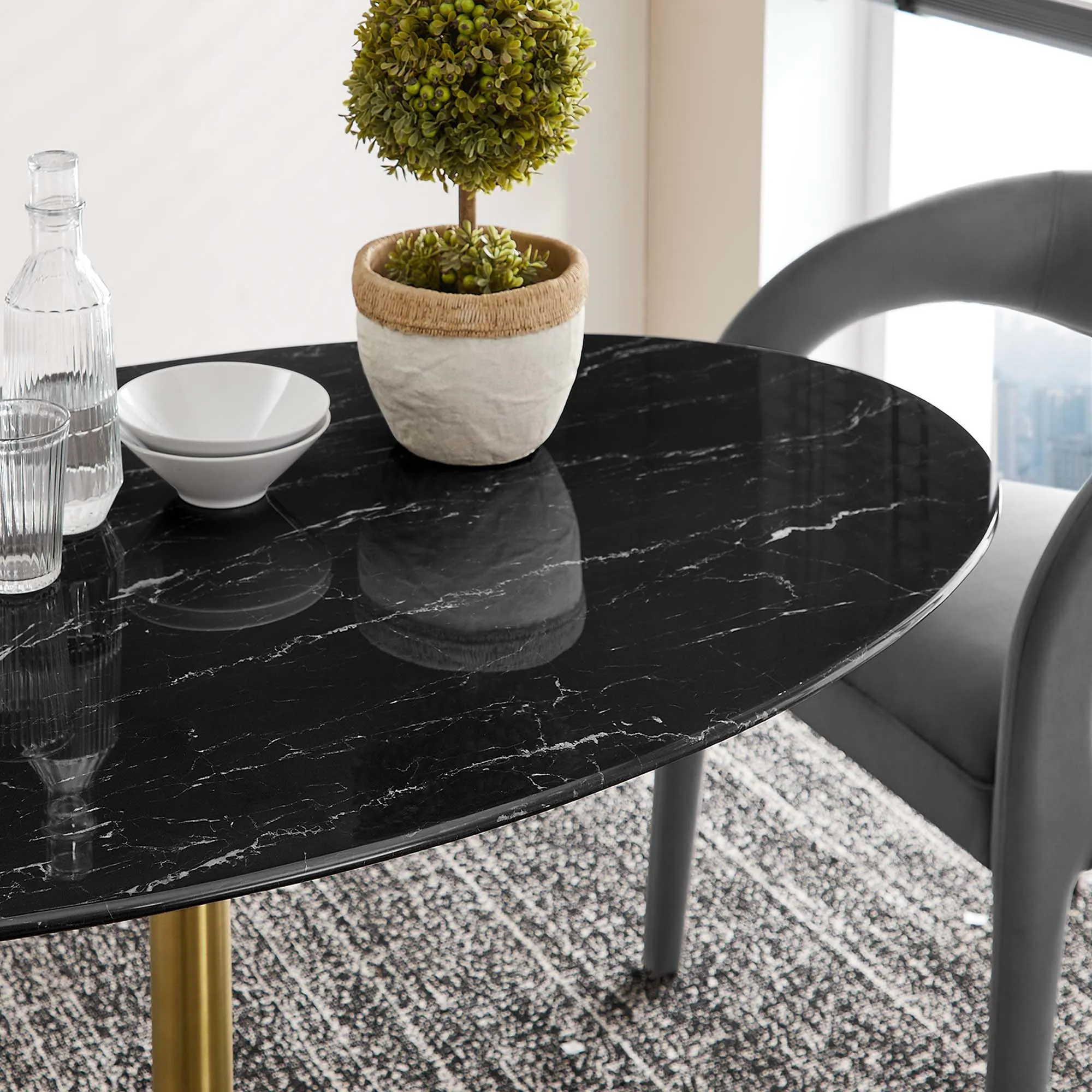 Lippa Oval Artificial Marble Dining Table by Modway