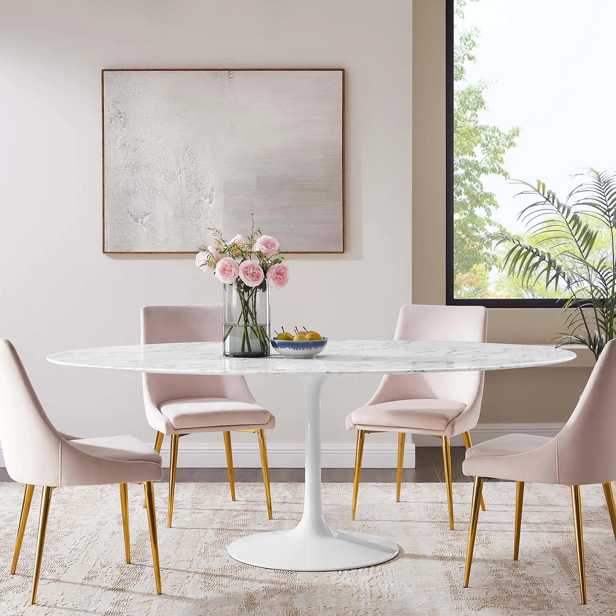 Lippa Oval Artificial Marble Dining Table by Modway