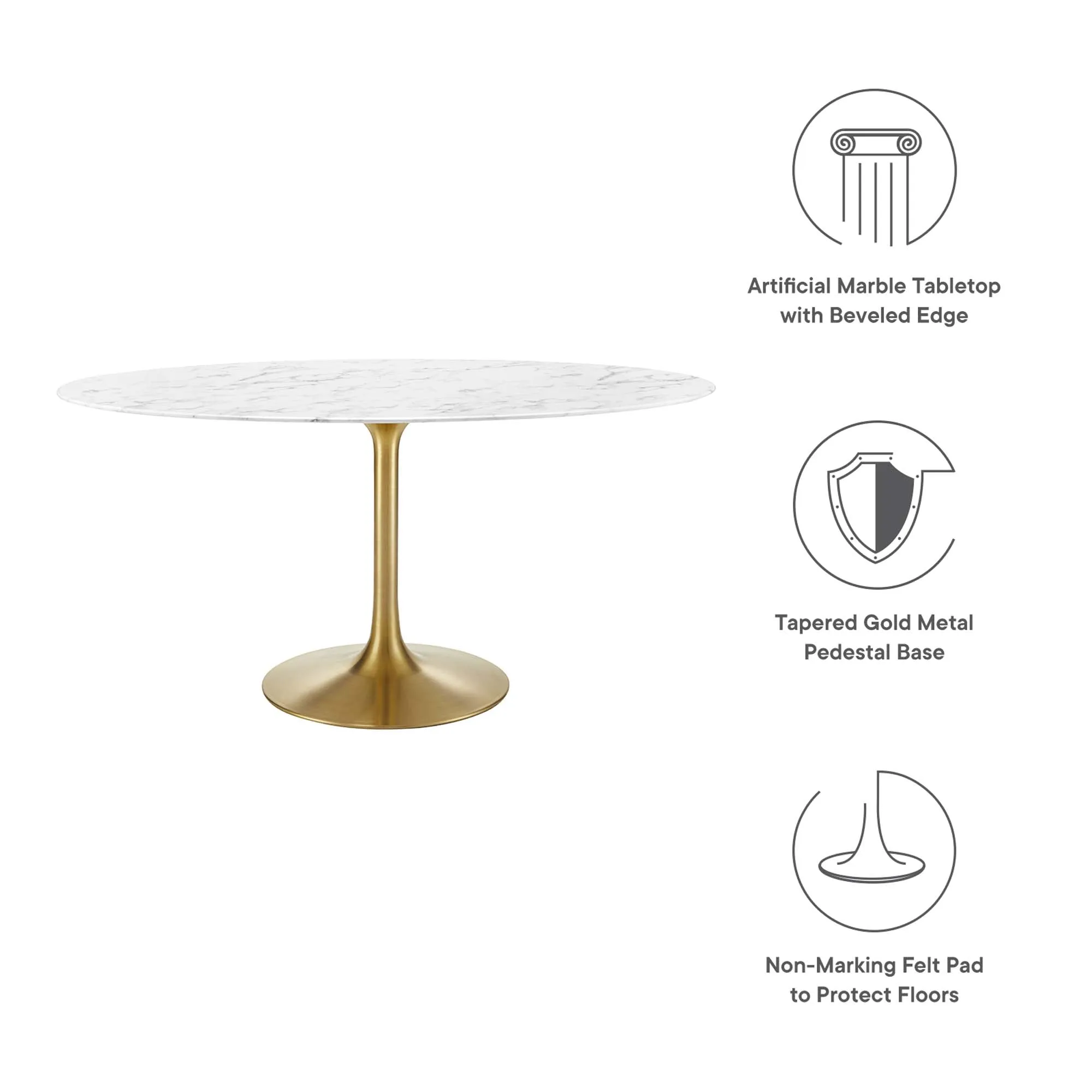 Lippa Oval Artificial Marble Dining Table by Modway