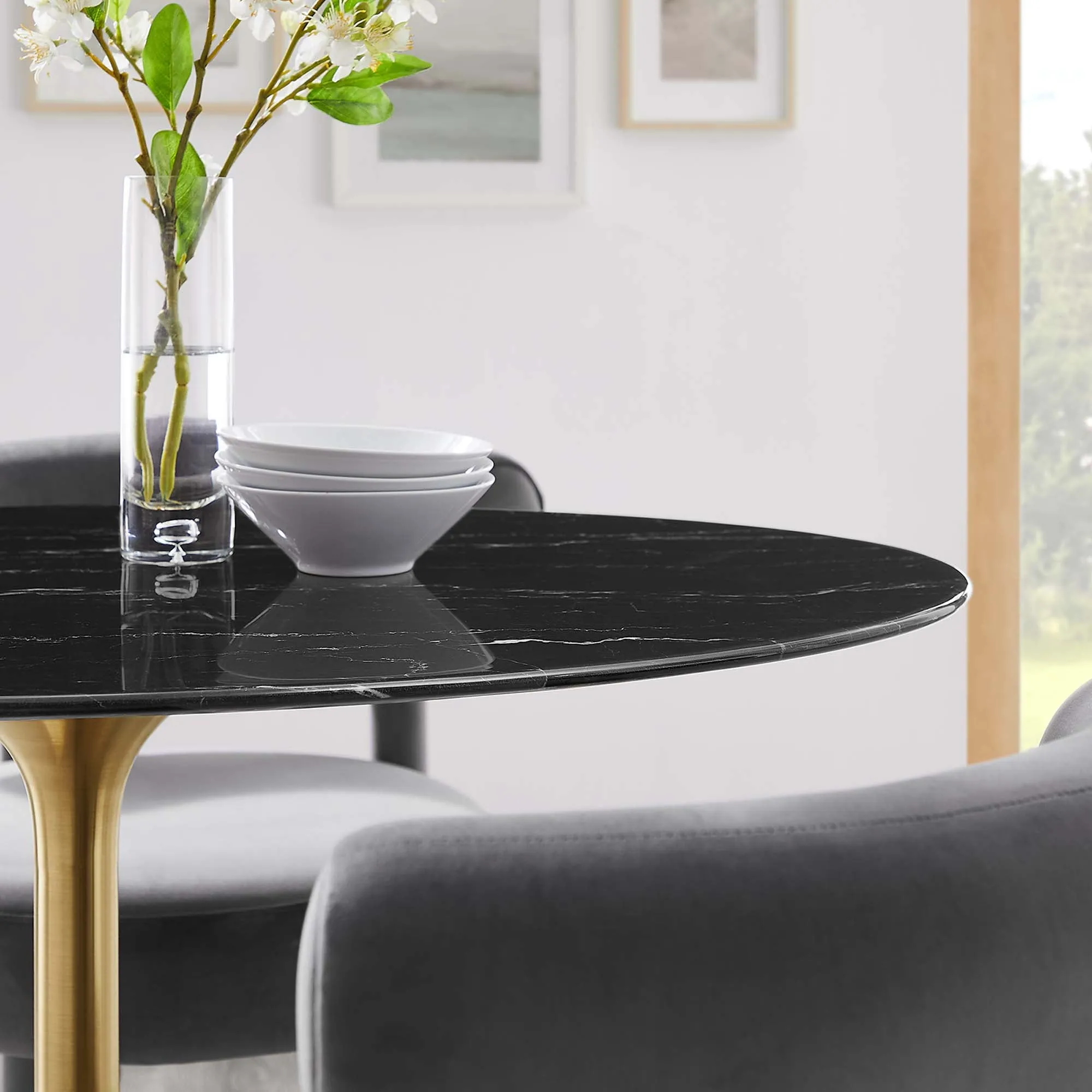 Lippa Oval Artificial Marble Dining Table by Modway