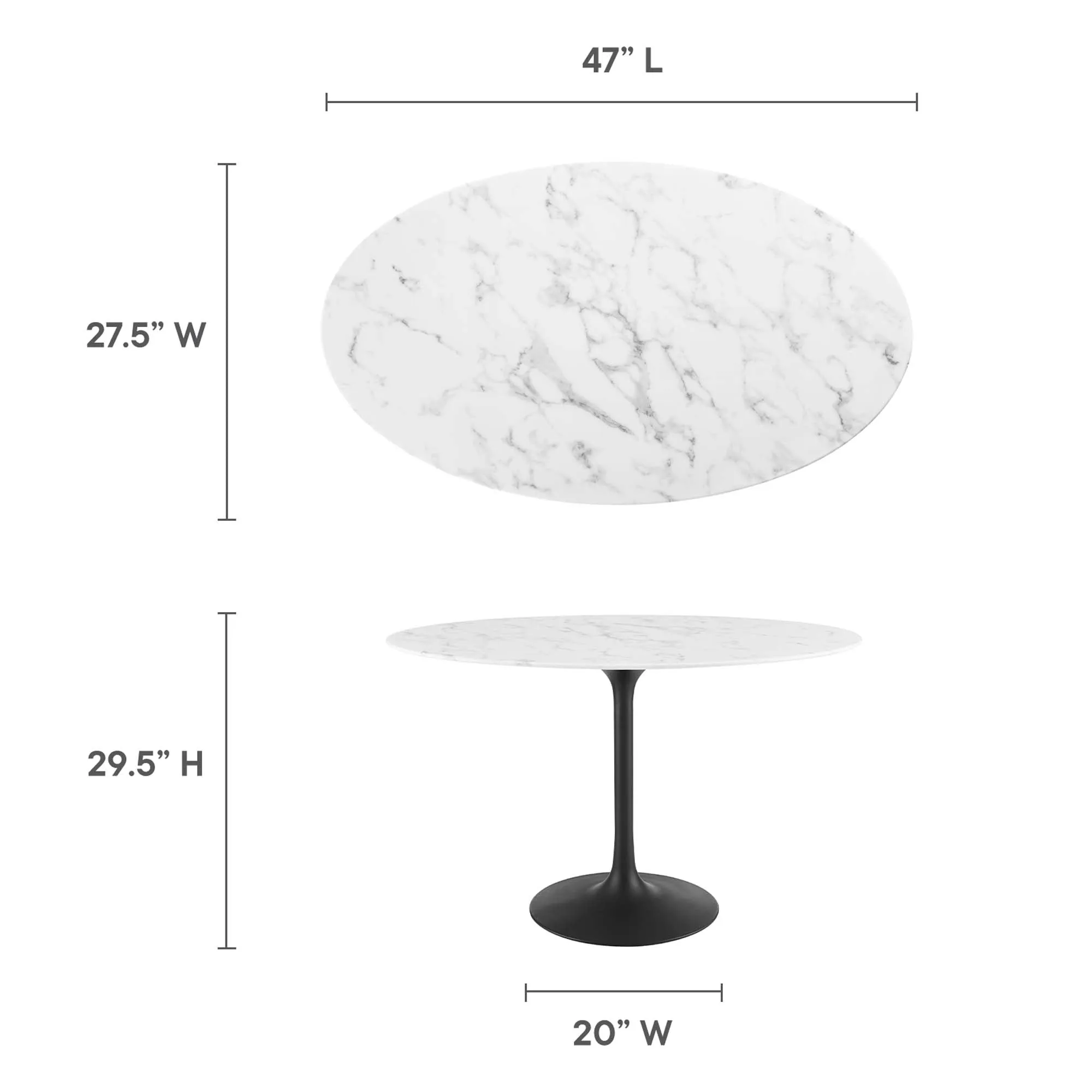 Lippa Oval Artificial Marble Dining Table by Modway