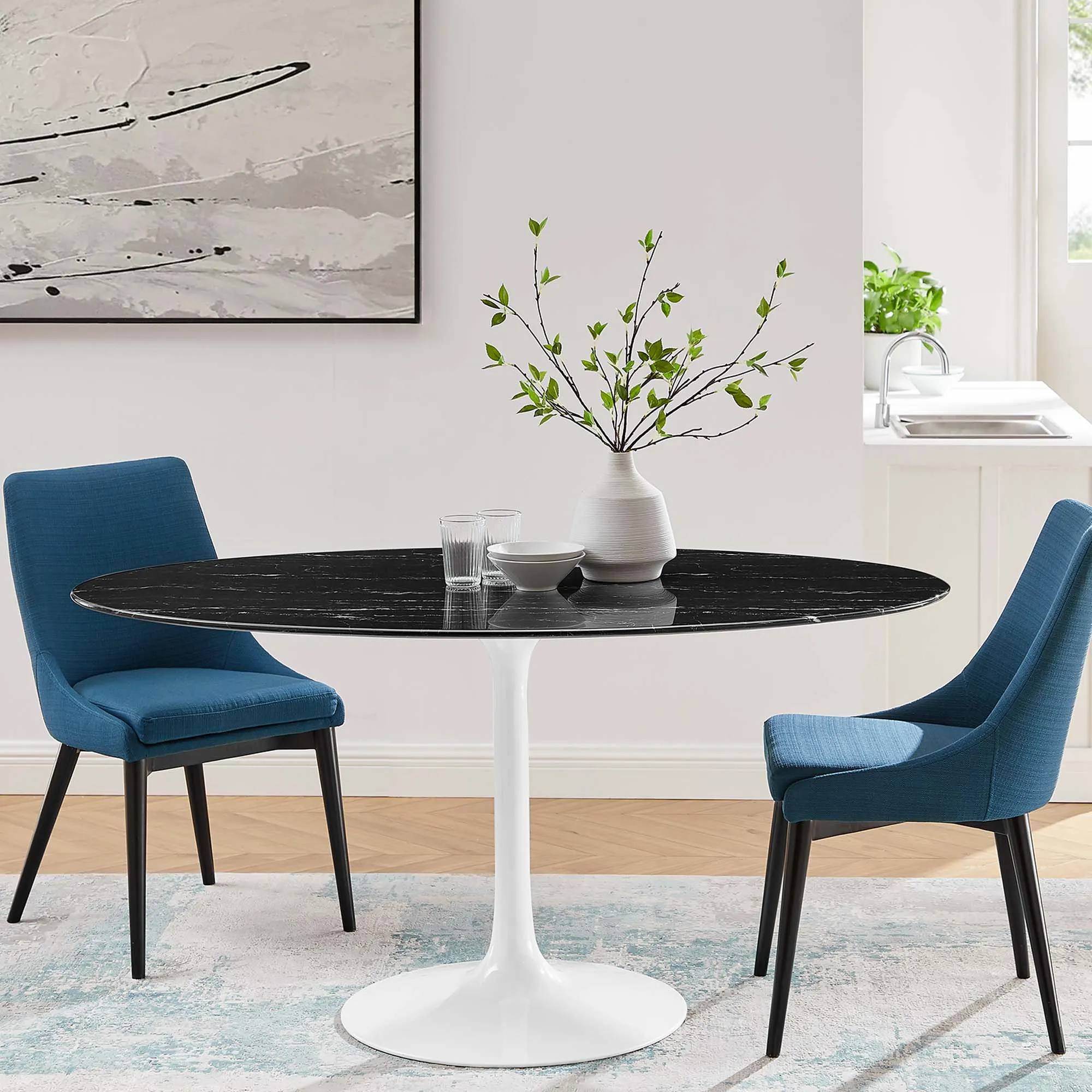 Lippa Oval Artificial Marble Dining Table by Modway