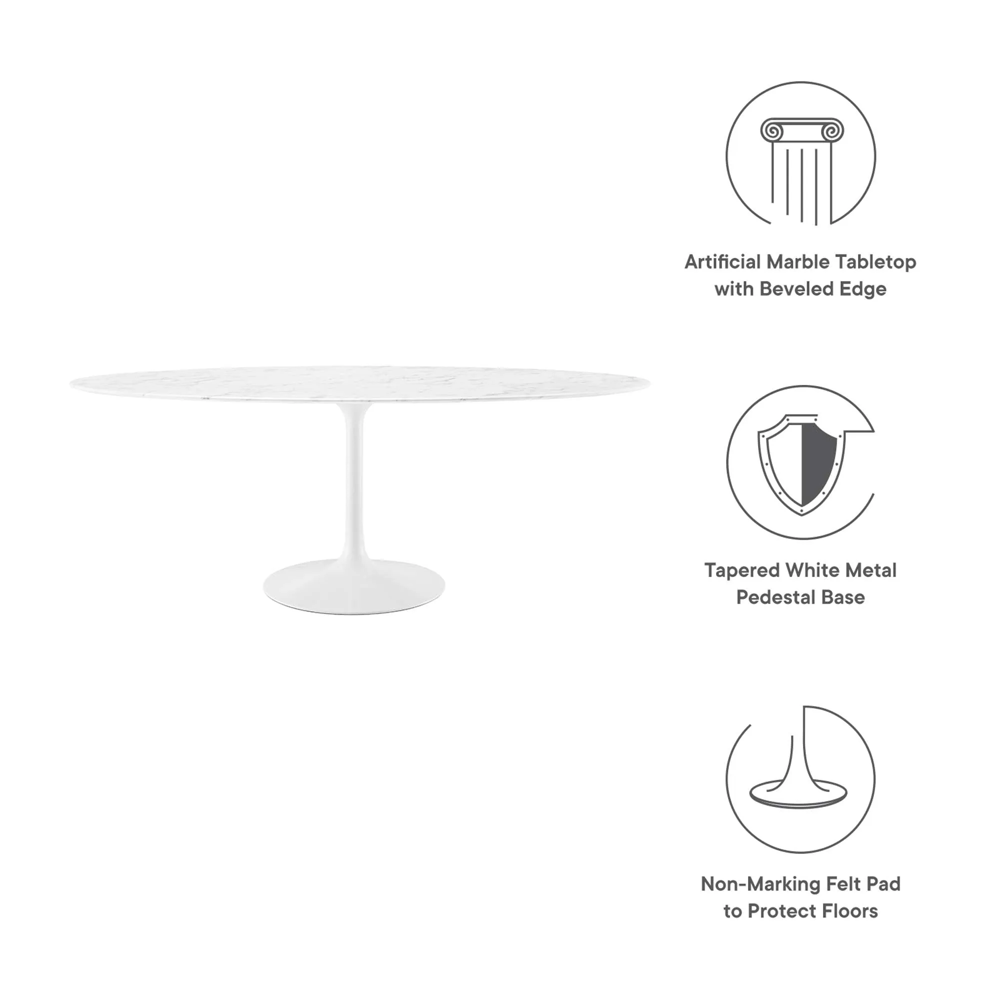 Lippa Oval Artificial Marble Dining Table by Modway