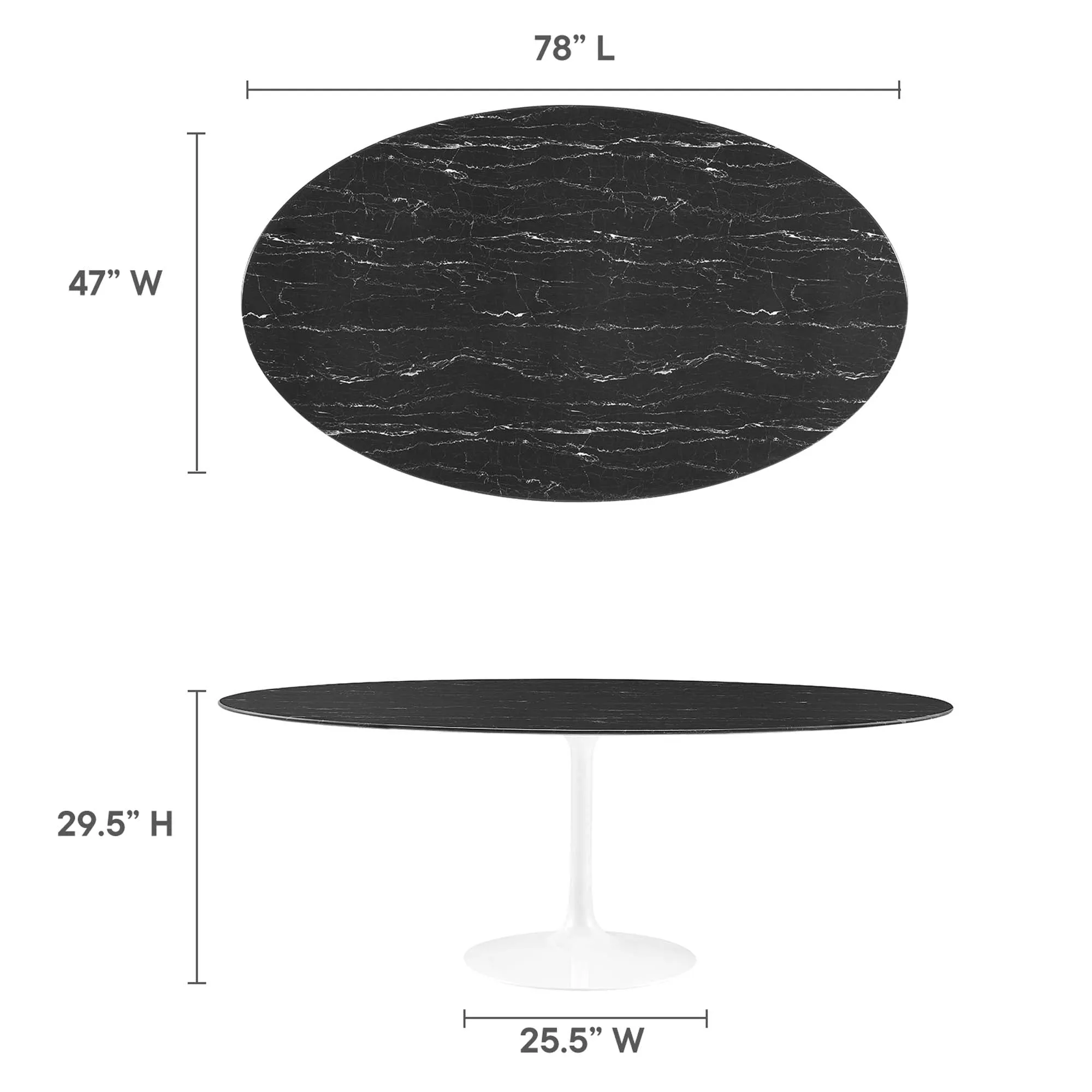 Lippa Oval Artificial Marble Dining Table by Modway