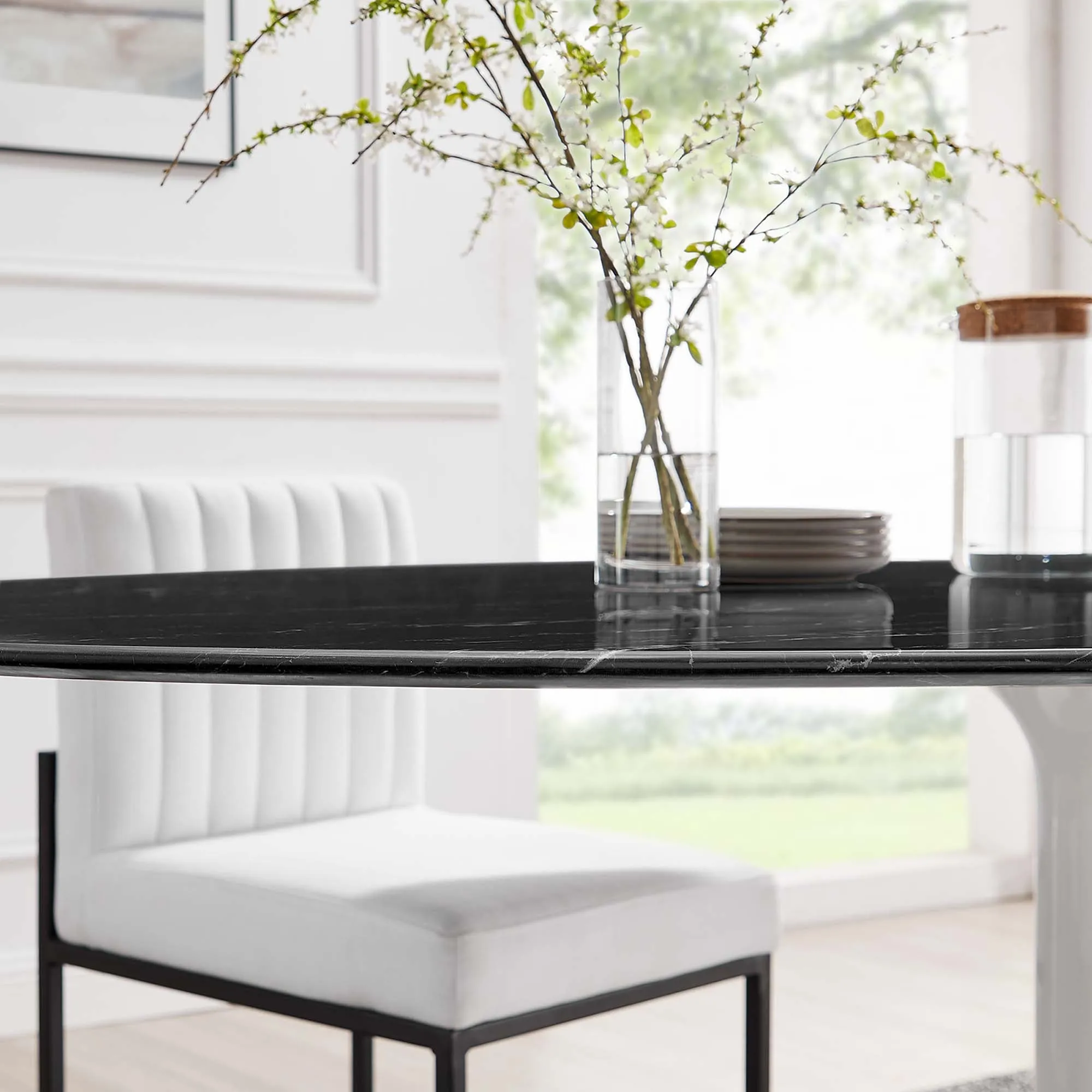 Lippa Oval Artificial Marble Dining Table by Modway