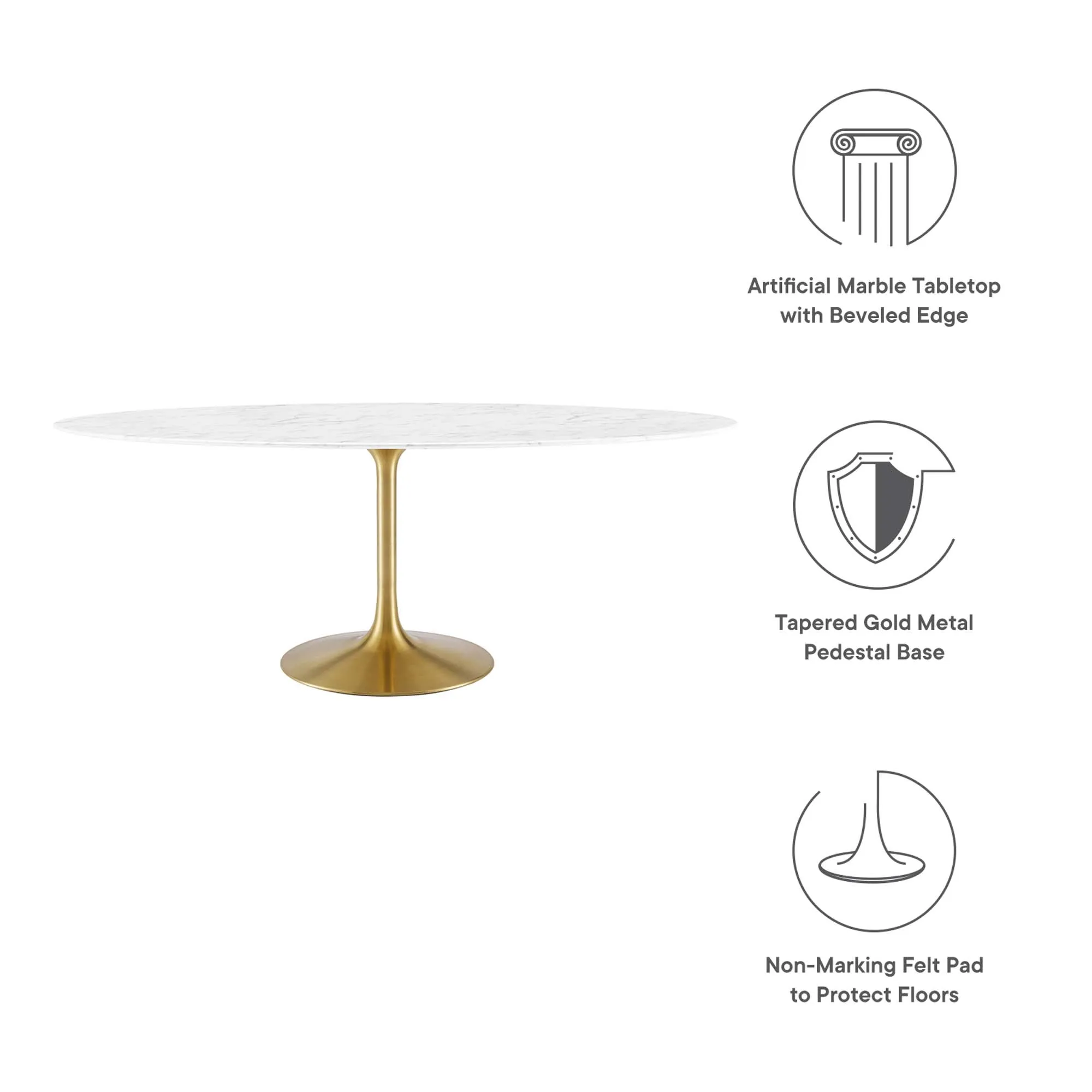 Lippa Oval Artificial Marble Dining Table by Modway