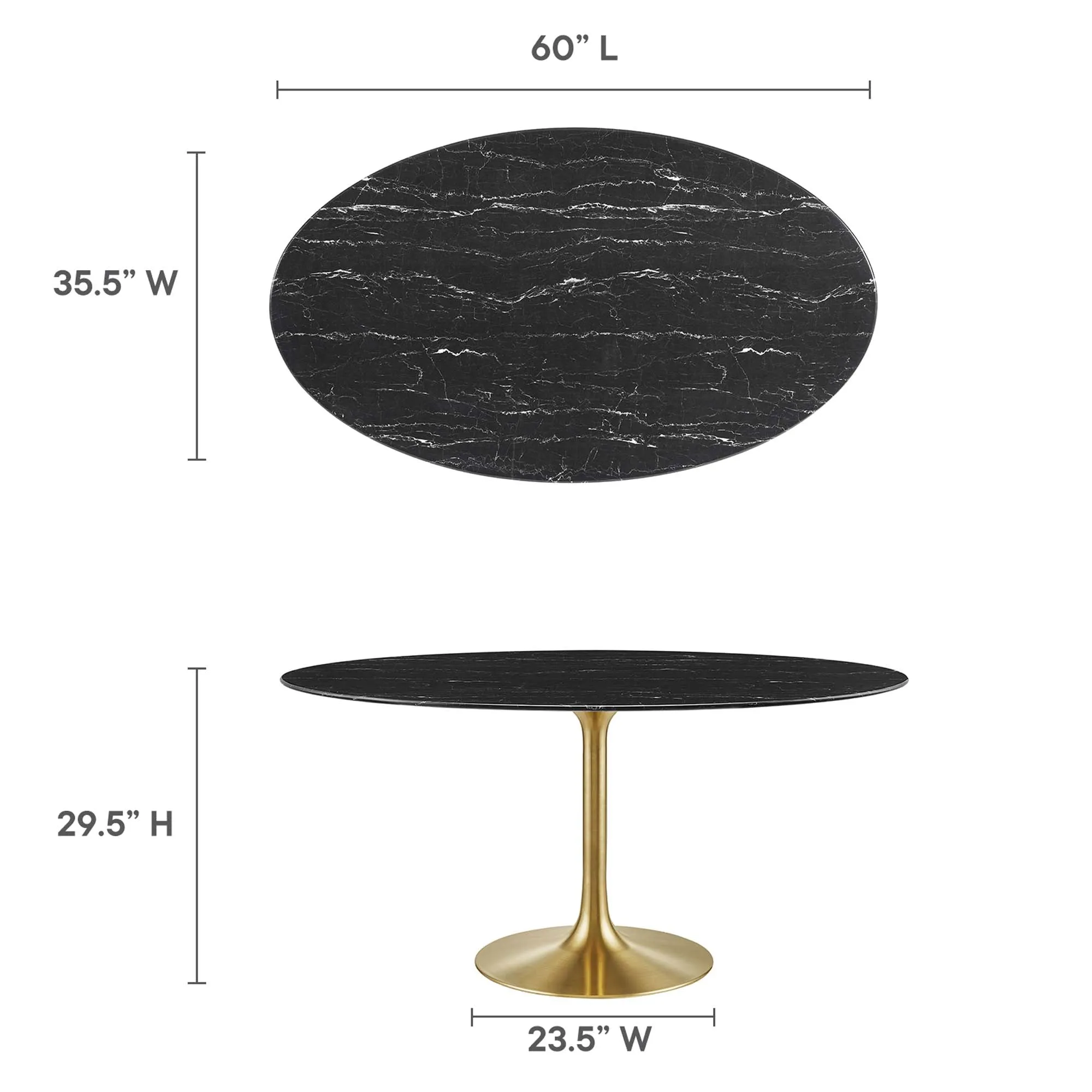 Lippa Oval Artificial Marble Dining Table by Modway