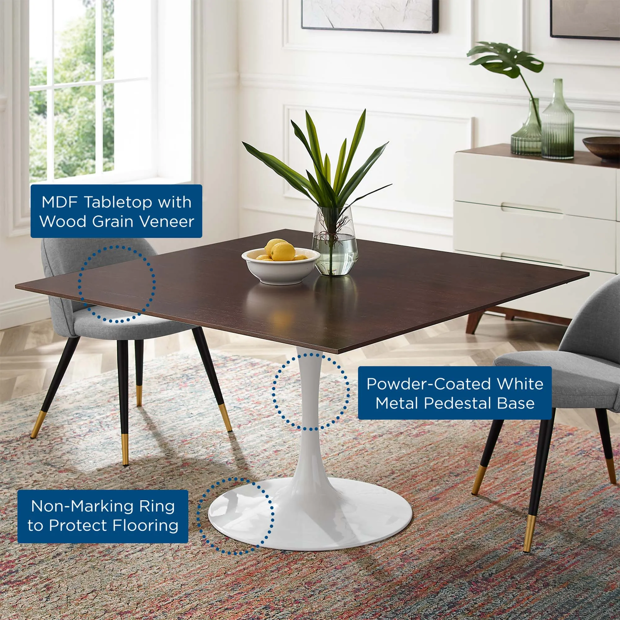 Lippa Square Wood Dining Table by Modway