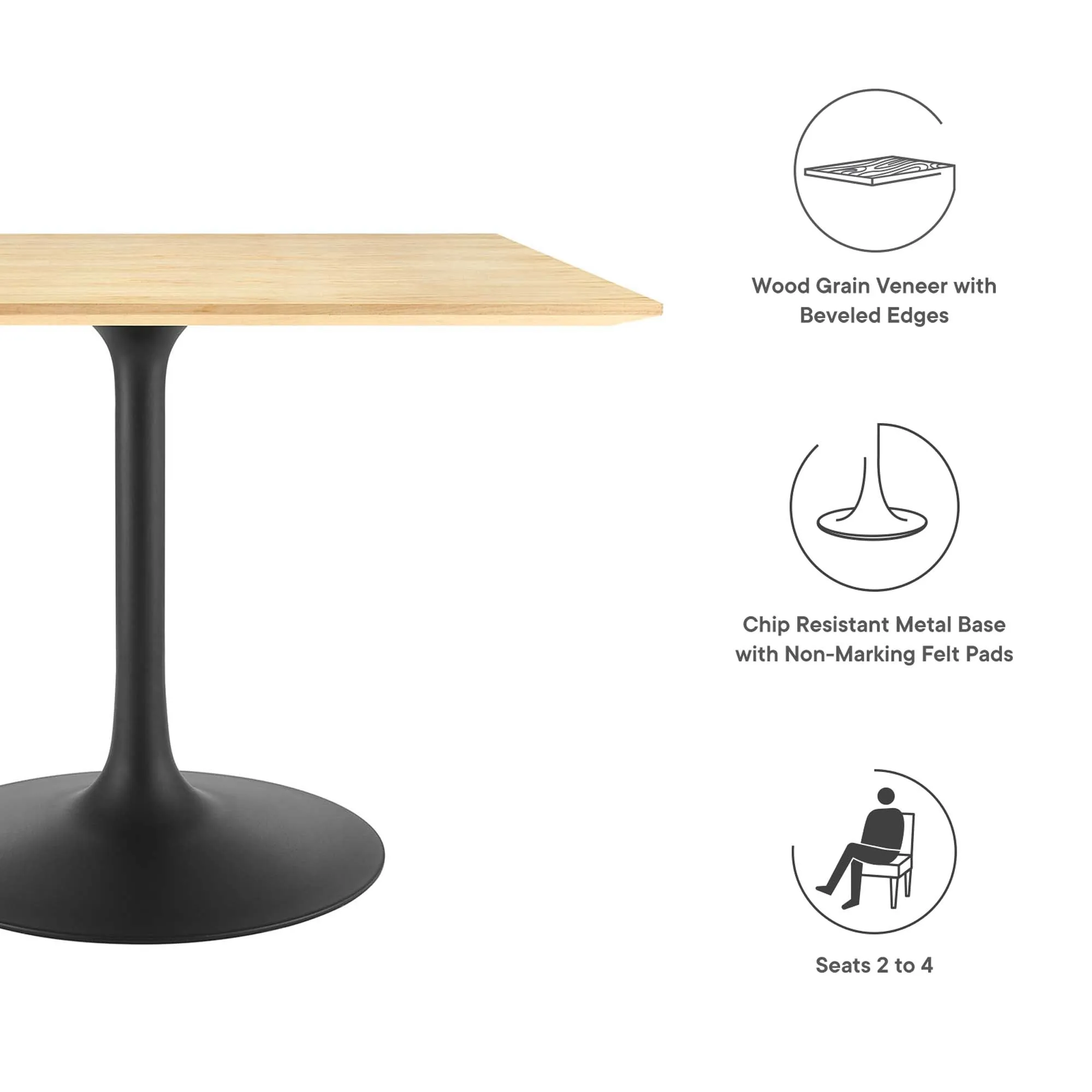 Lippa Square Wood Dining Table by Modway