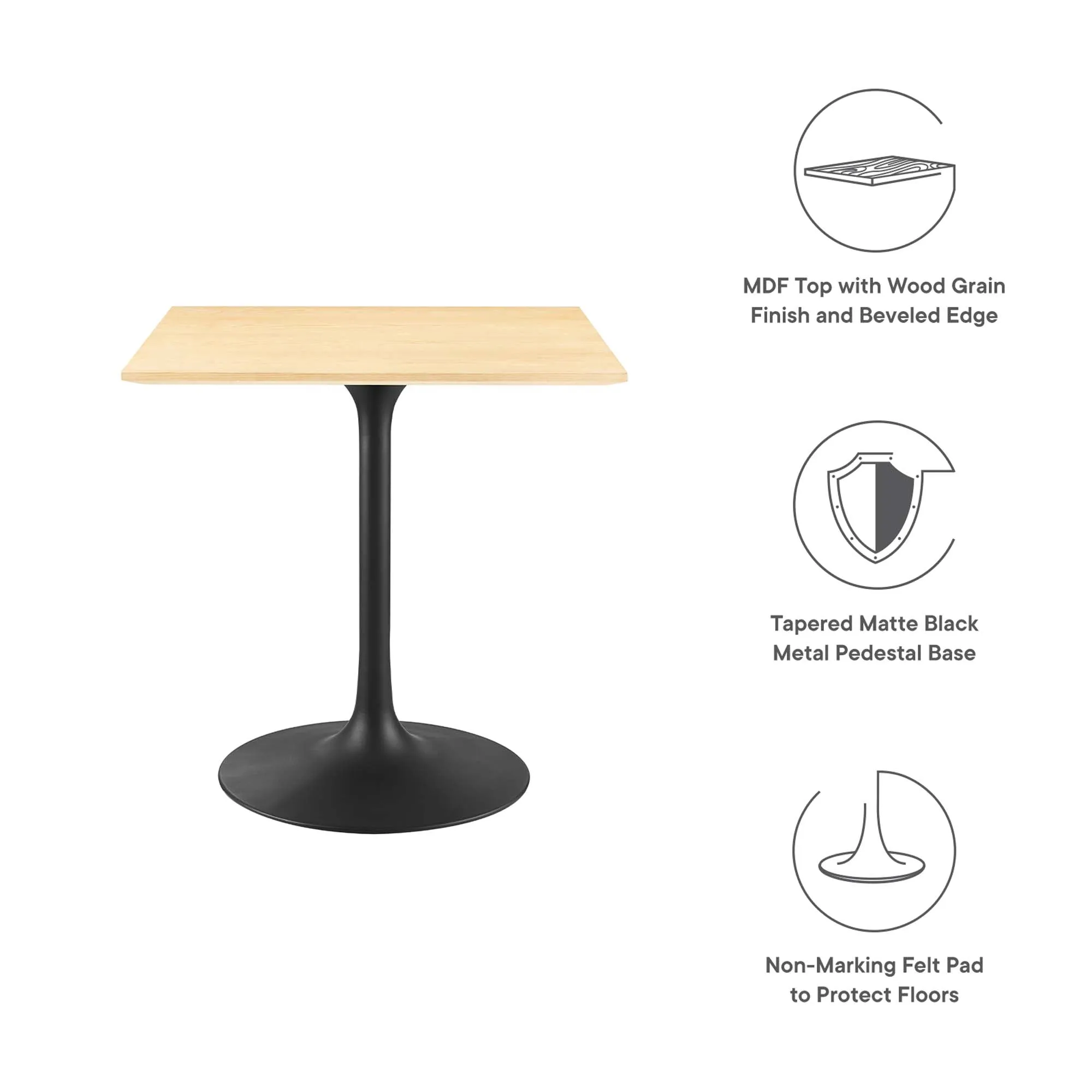 Lippa Square Wood Dining Table by Modway