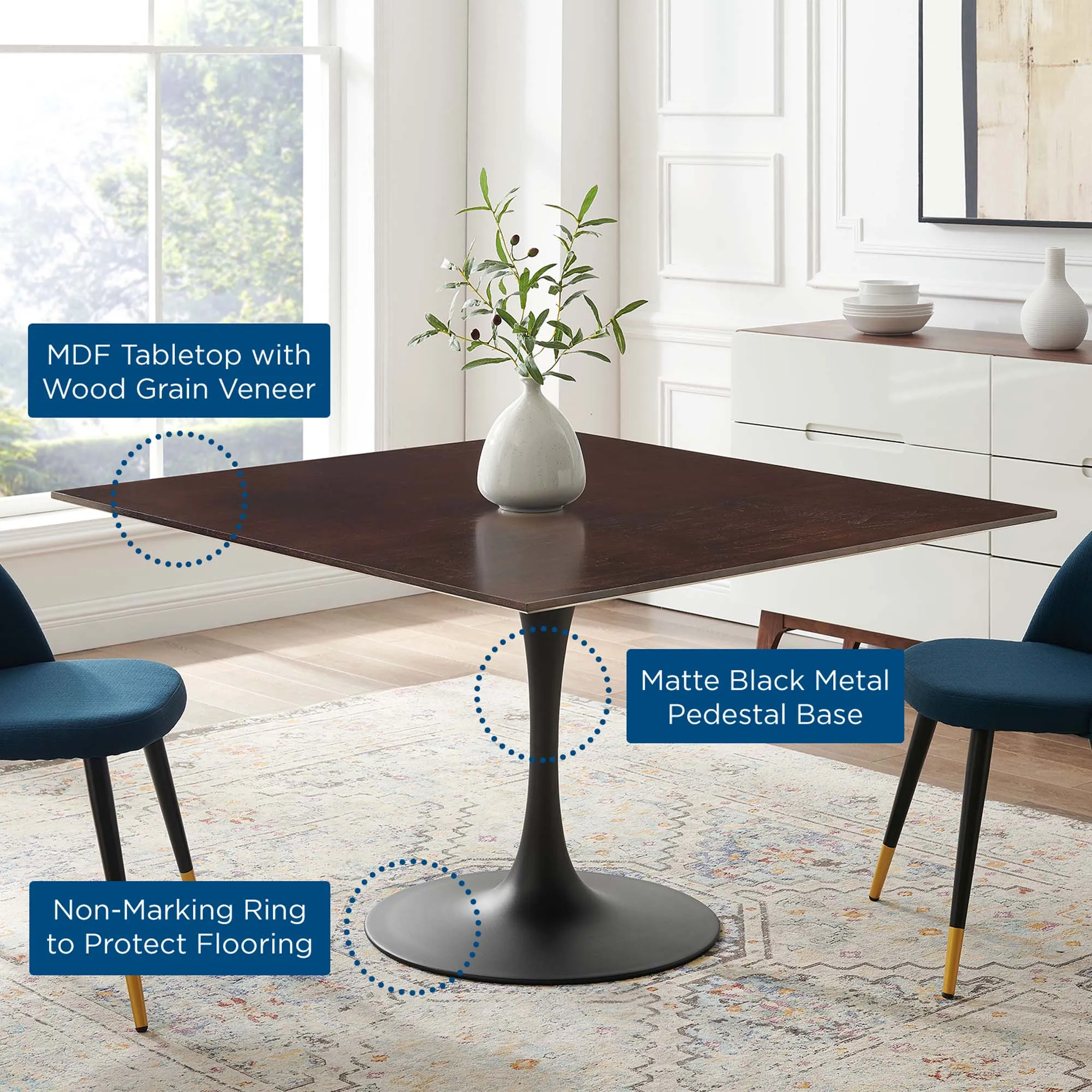 Lippa Square Wood Dining Table by Modway