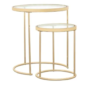 Maylin 2-piece Round Glass Top Nesting Tables Gold