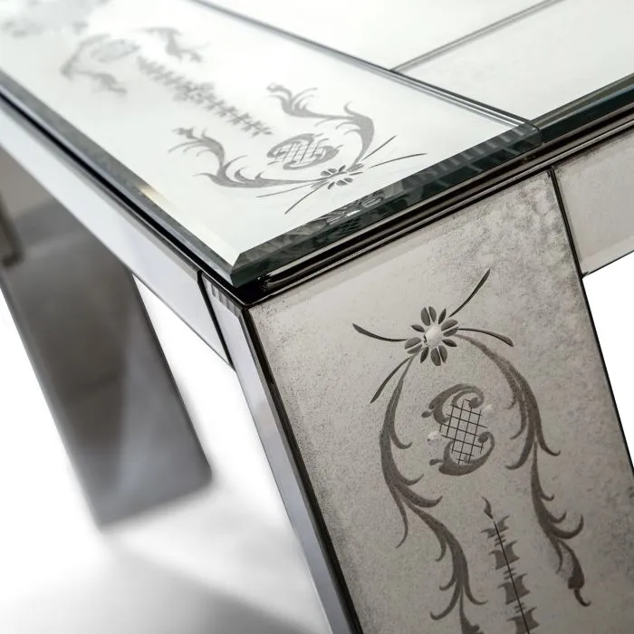 Modern Engraved Venetian Glass Dining Table