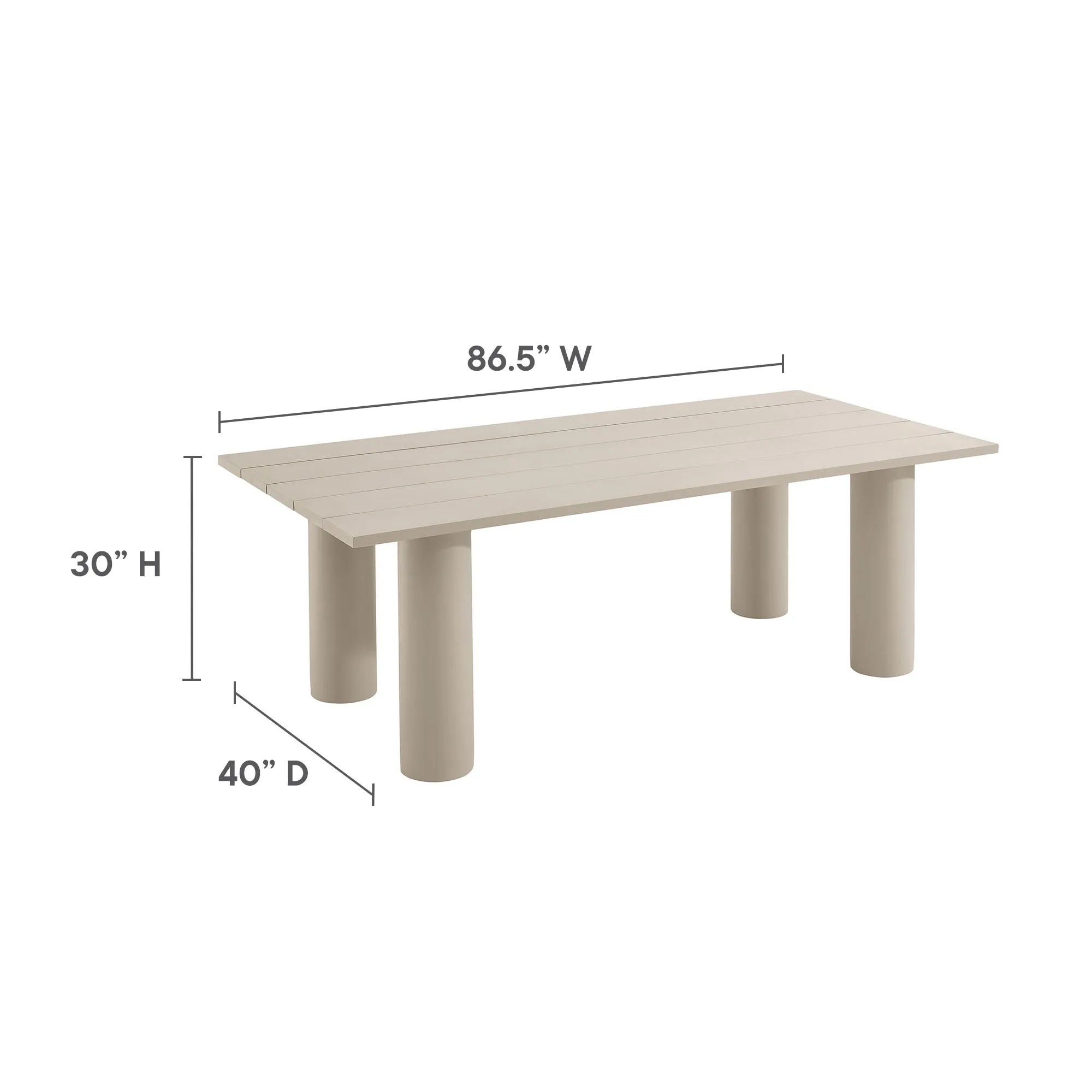 Nautica Outdoor Patio 87" Rectangular Aluminum Dining Table by Modway