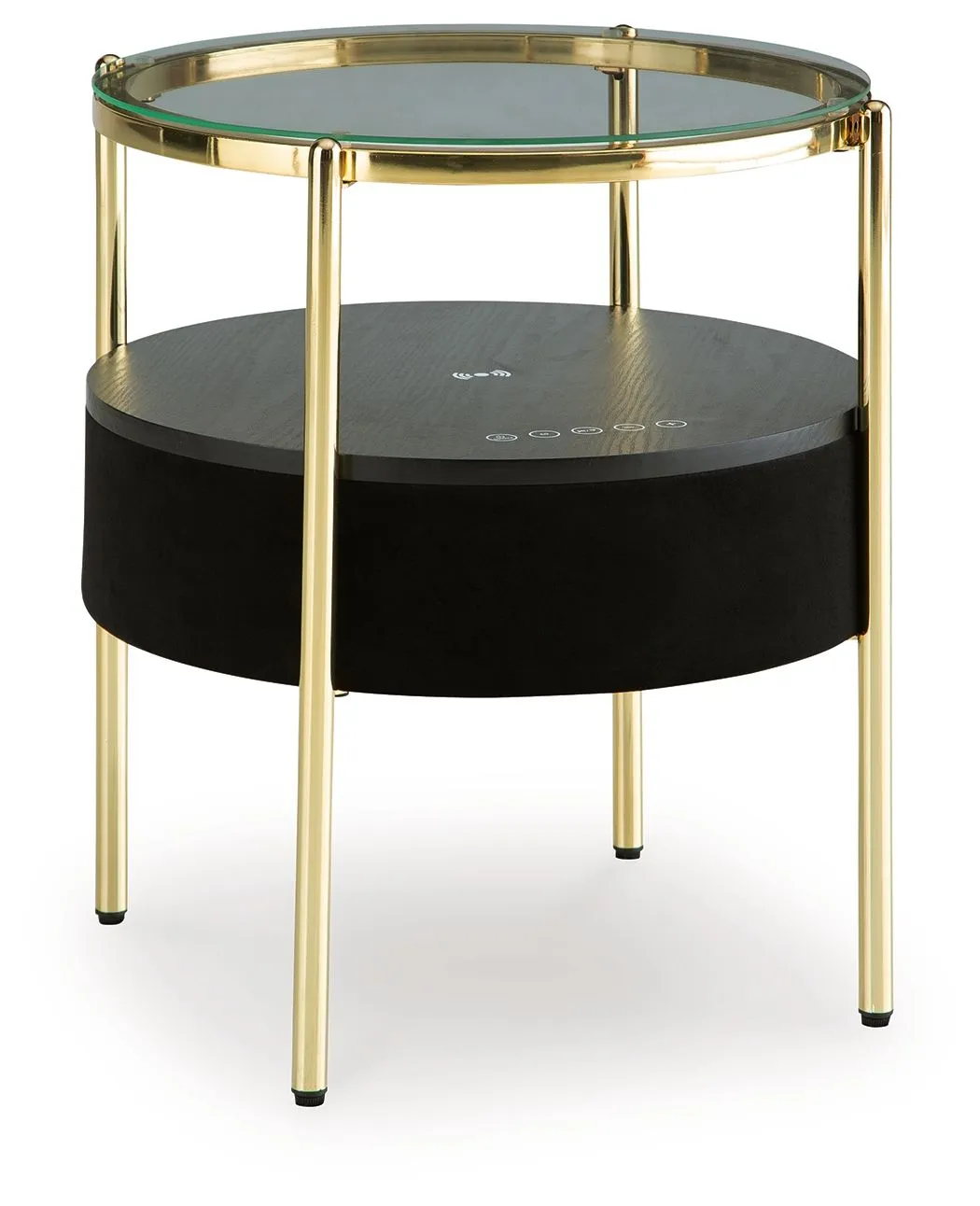 Nedman Black / Gold Finish Accent Table With Speaker