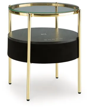 Nedman Black / Gold Finish Accent Table With Speaker