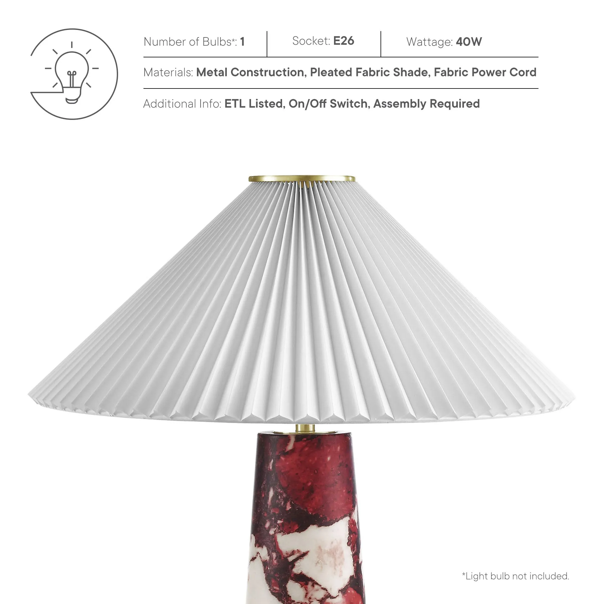 Nera Marble Table Lamp by Modway