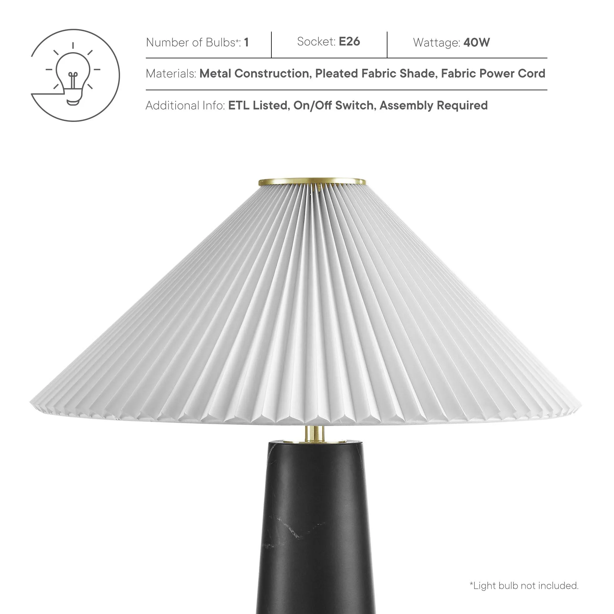 Nera Marble Table Lamp by Modway
