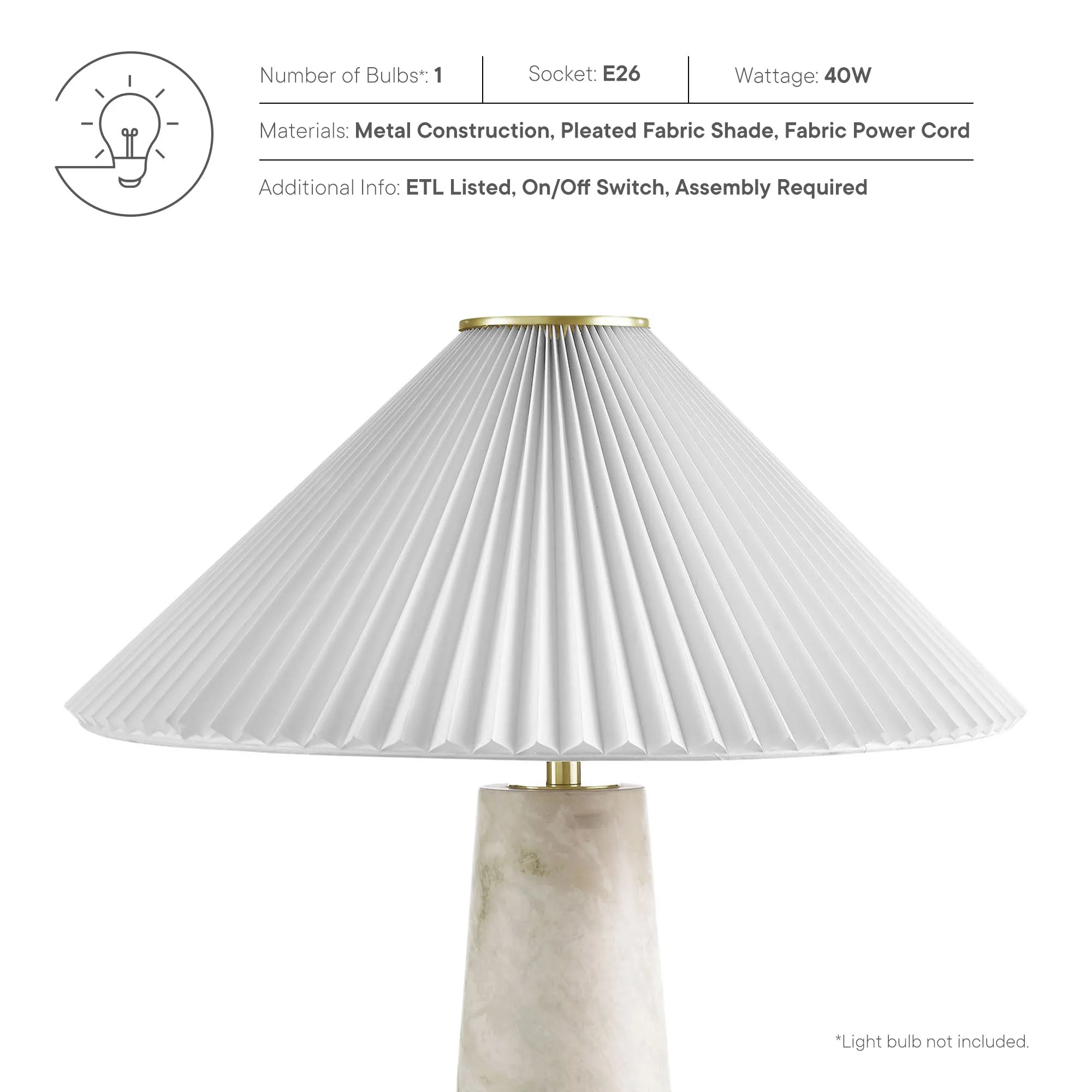 Nera Marble Table Lamp by Modway