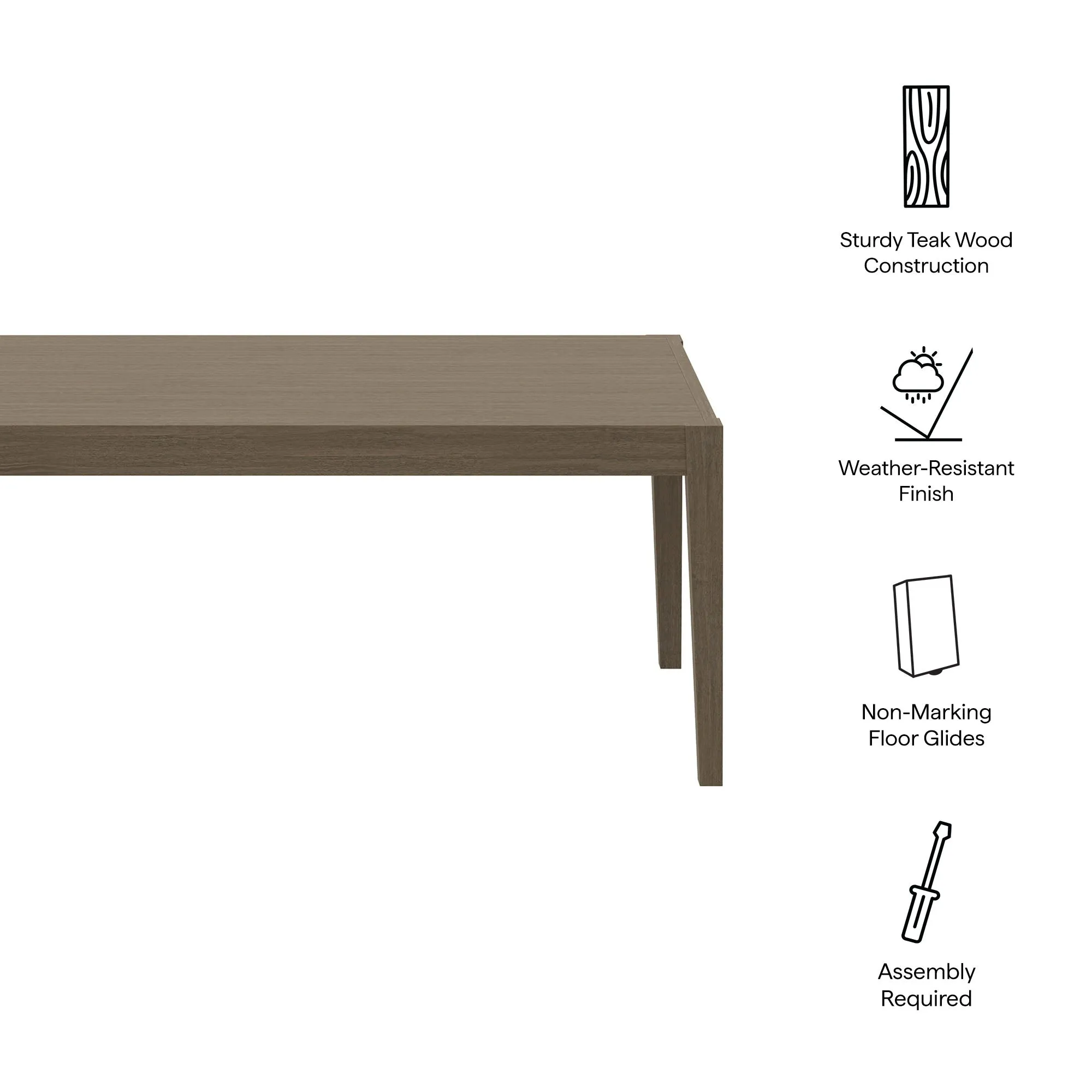 Northlake 83" Rectangular Outdoor Patio Teak Dining Table by Modway